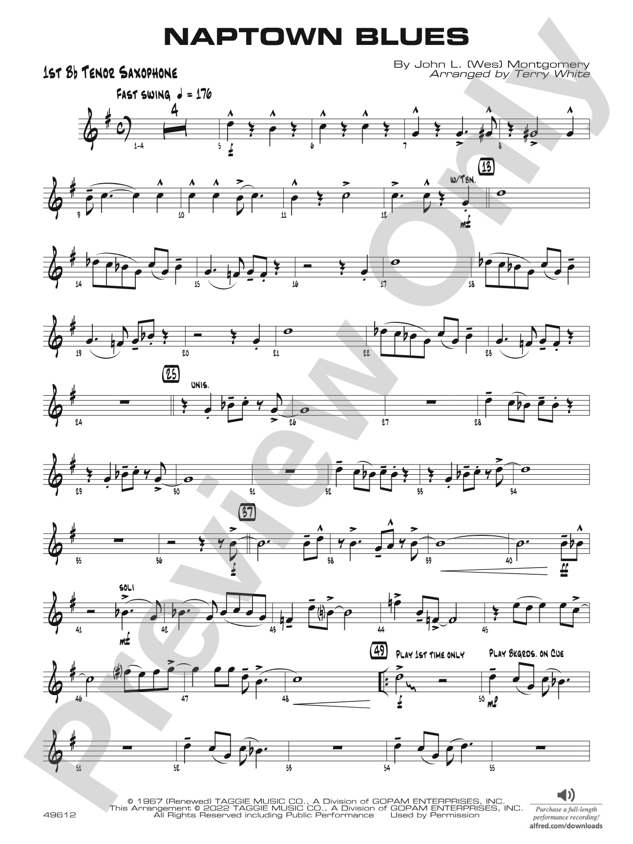 Naptown Blues: B-flat Tenor Saxophone