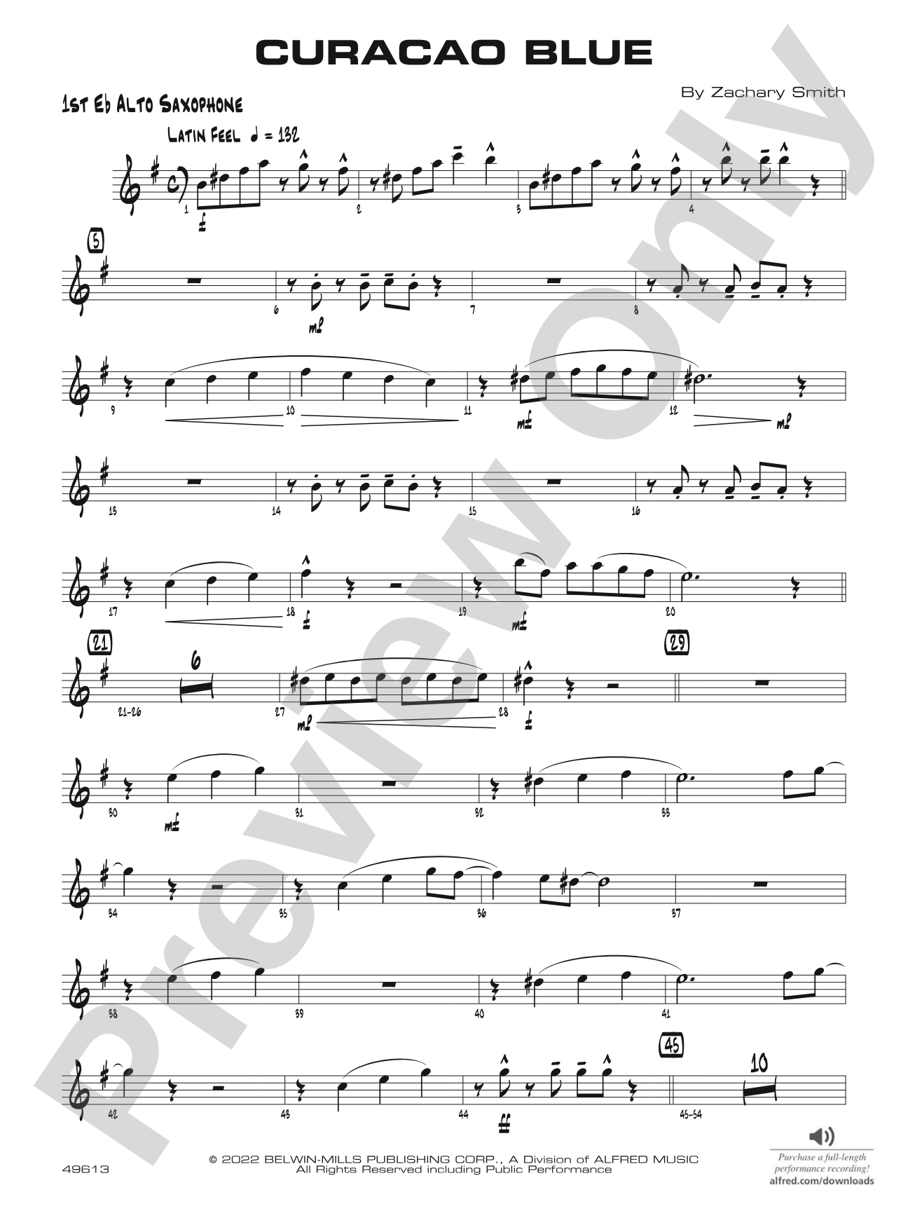 Curacao Blue: E-flat Alto Saxophone