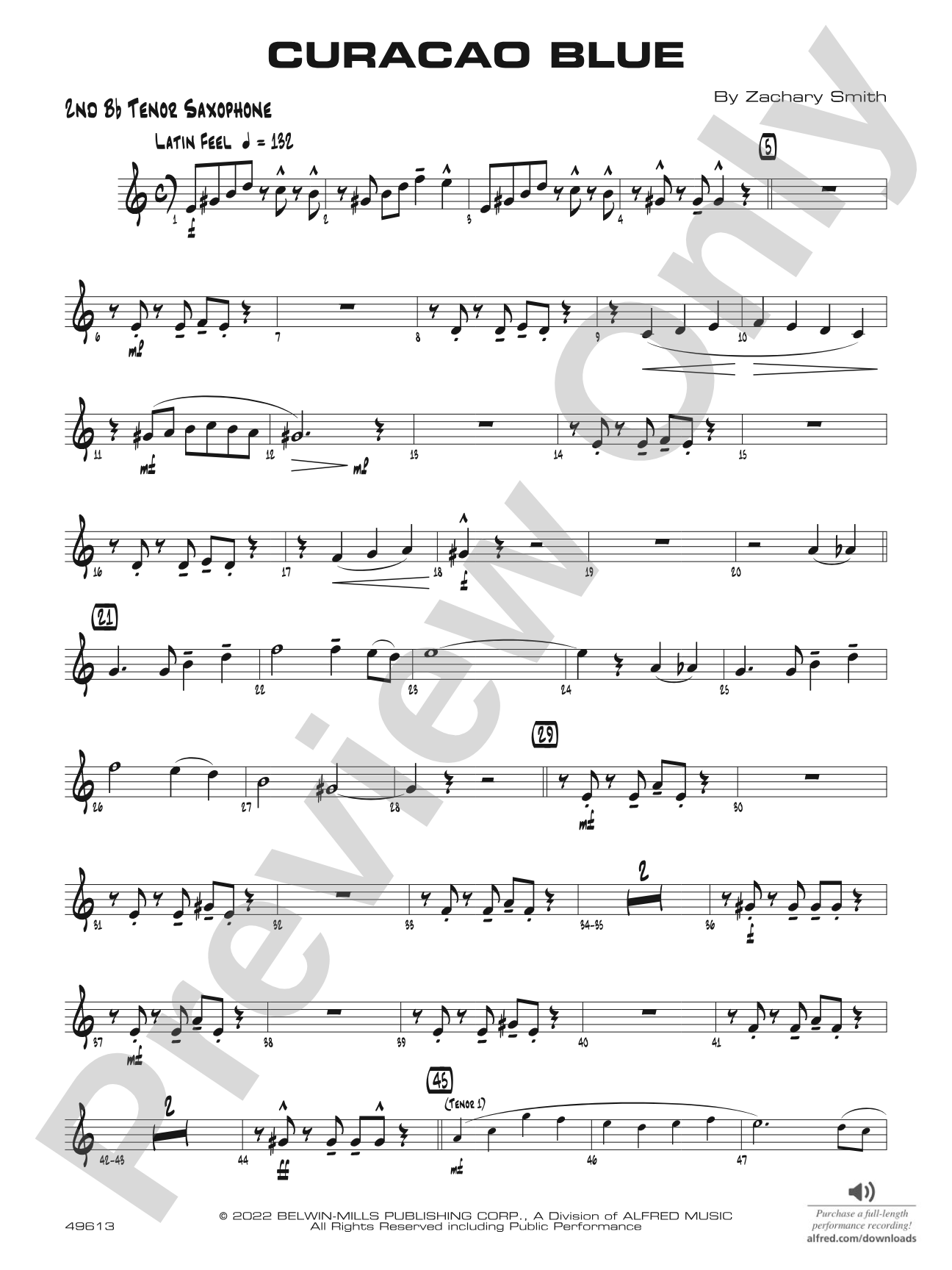 Curacao Blue: 2nd B-flat Tenor Saxophone