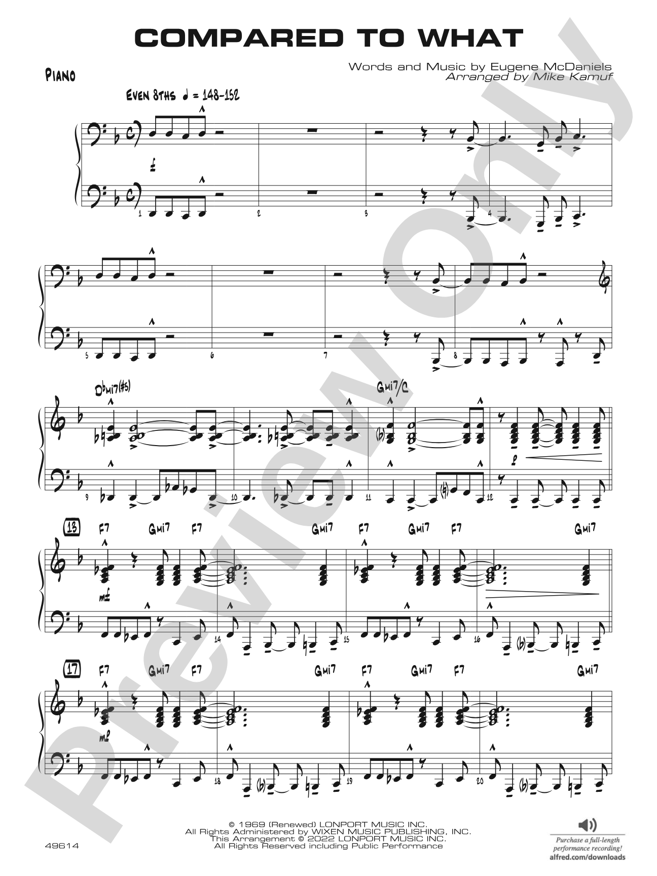 Compared to What: Piano Accompaniment