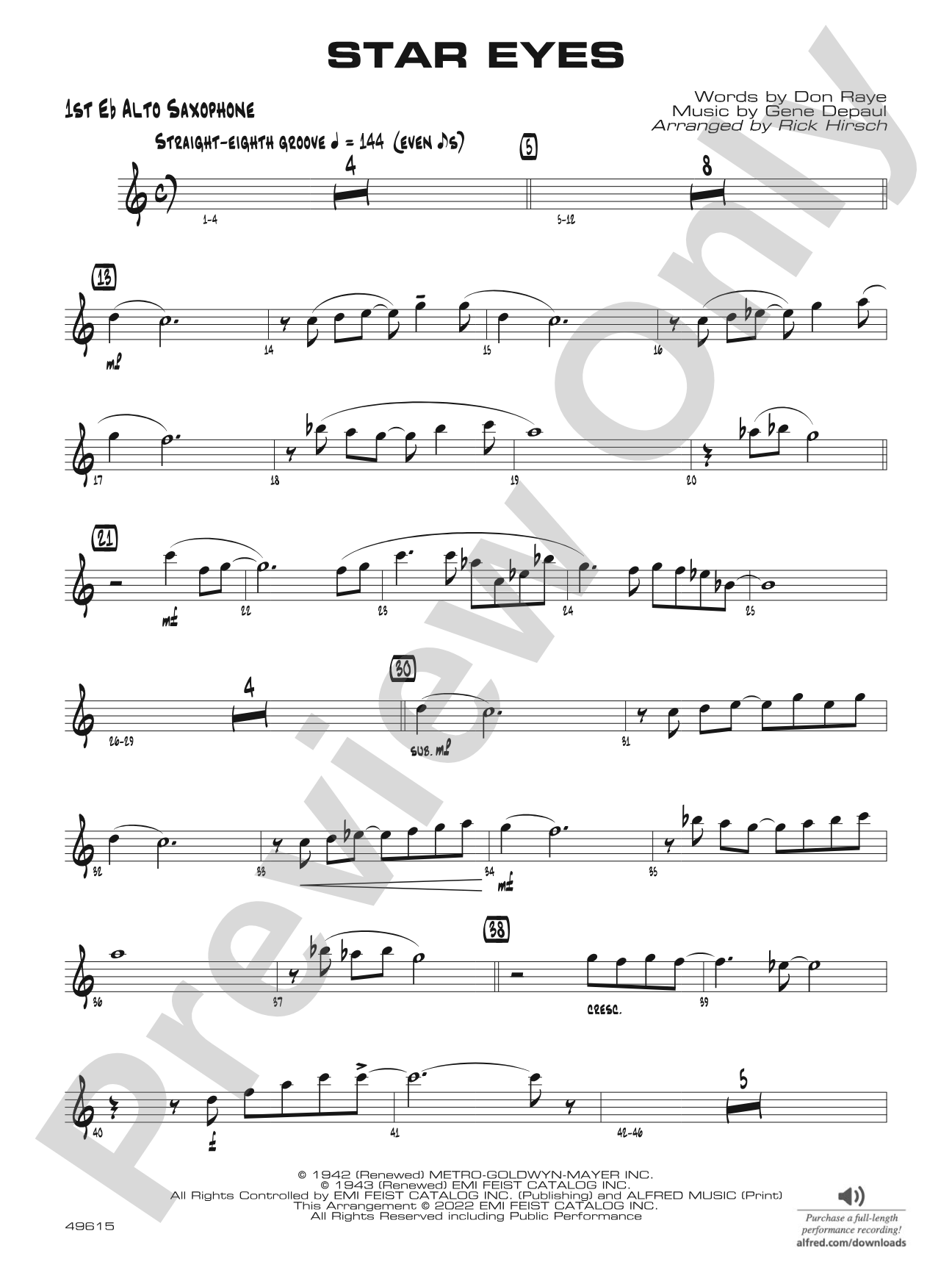 Star Eyes: E-flat Alto Saxophone