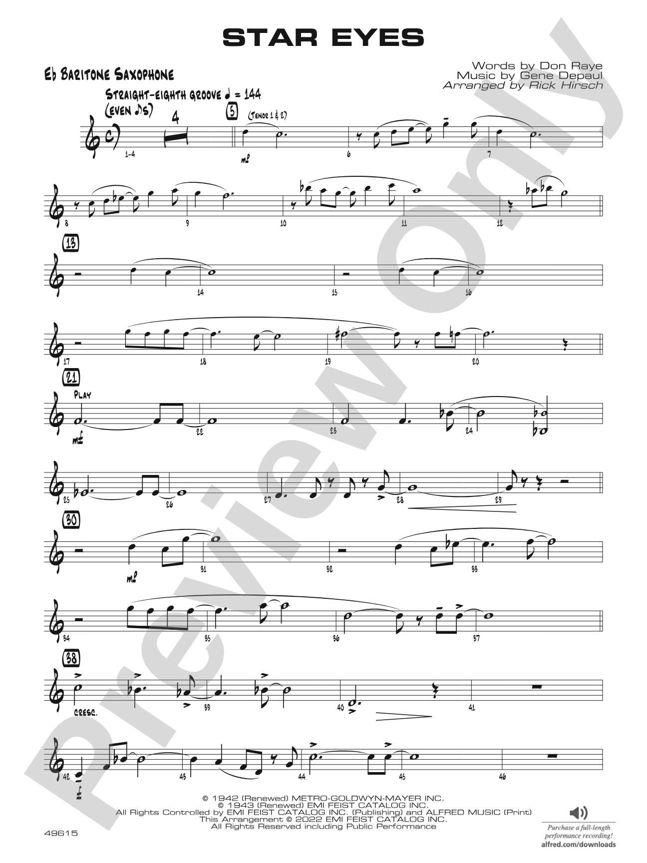 Star Eyes: E-flat Baritone Saxophone