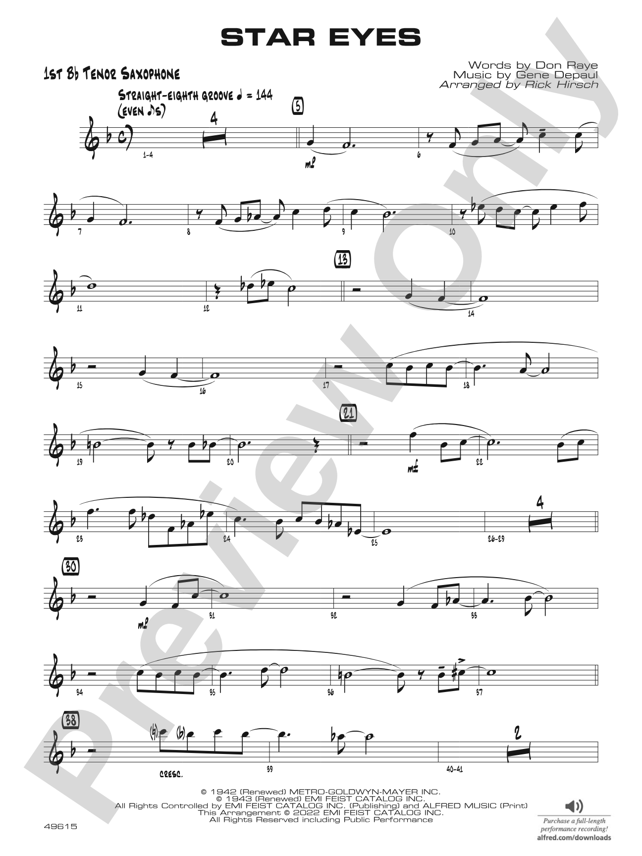 Star Eyes: B-flat Tenor Saxophone