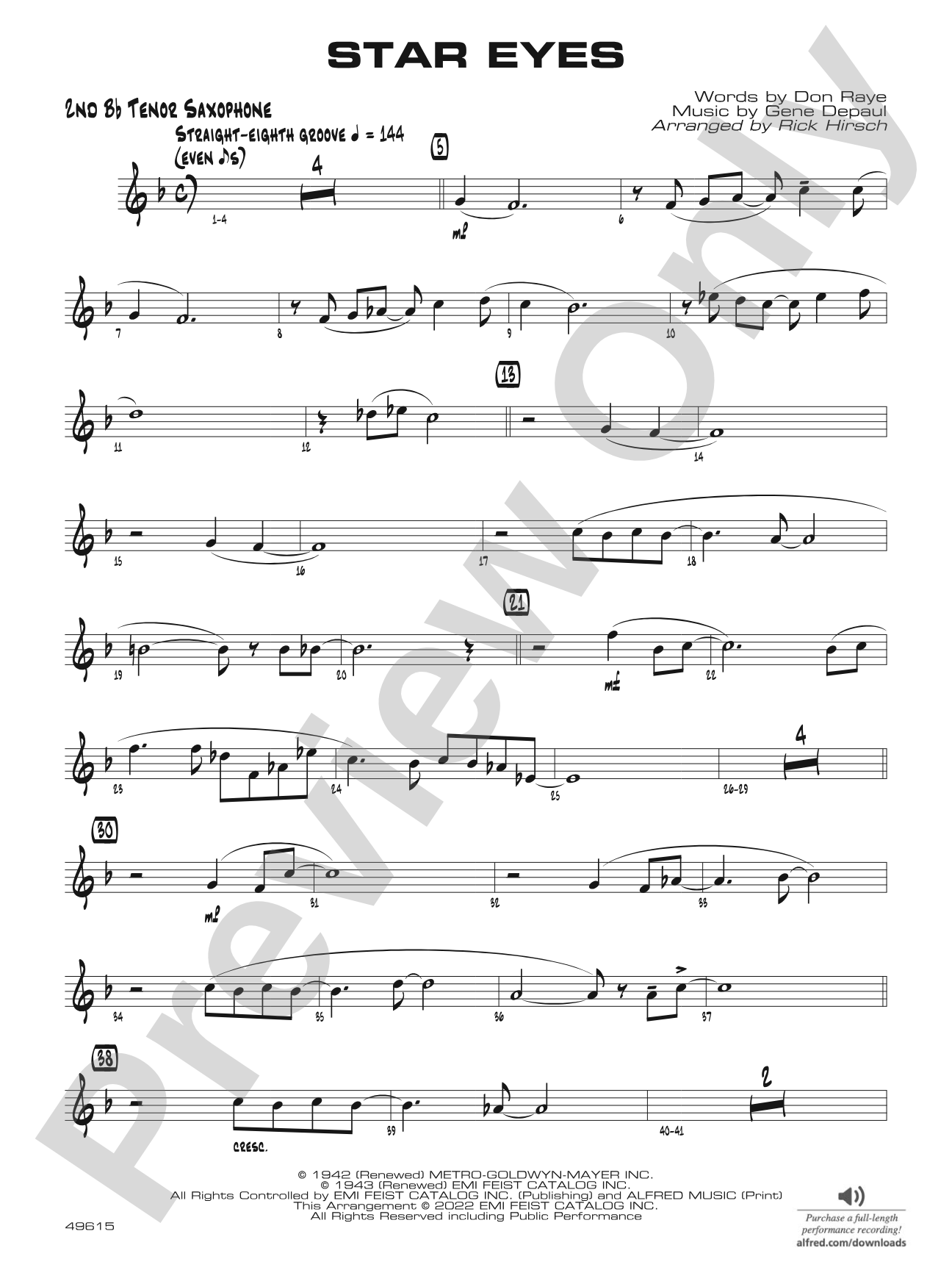 Star Eyes: 2nd B-flat Tenor Saxophone