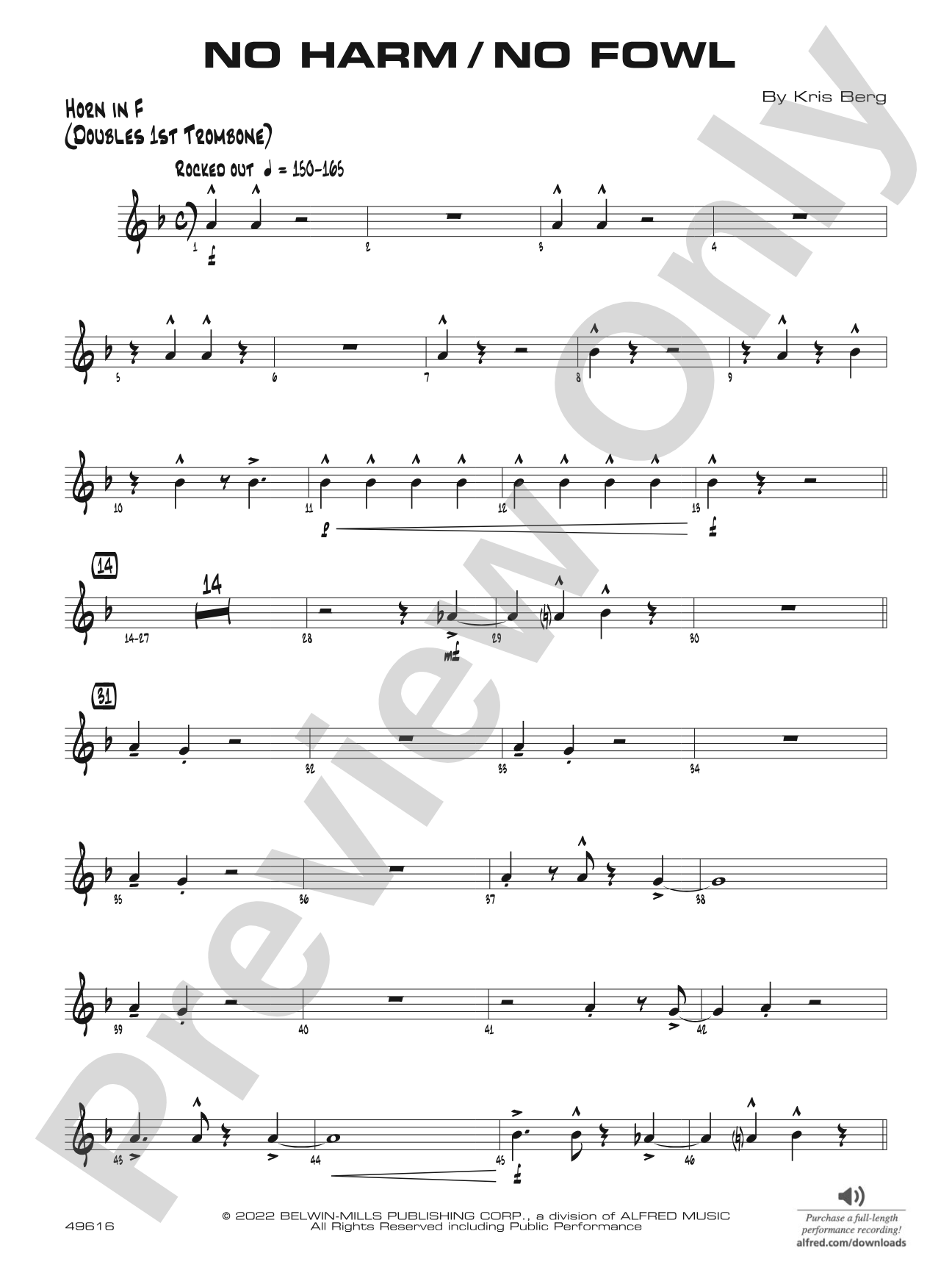 No Harm / No Fowl: 1st F Horn