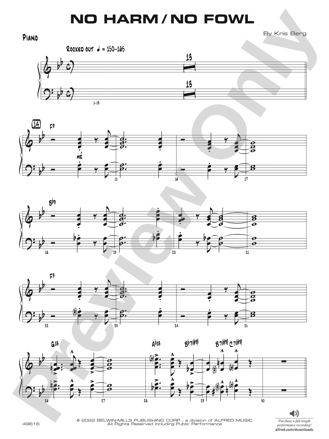 No Harm / No Fowl: Piano Accompaniment