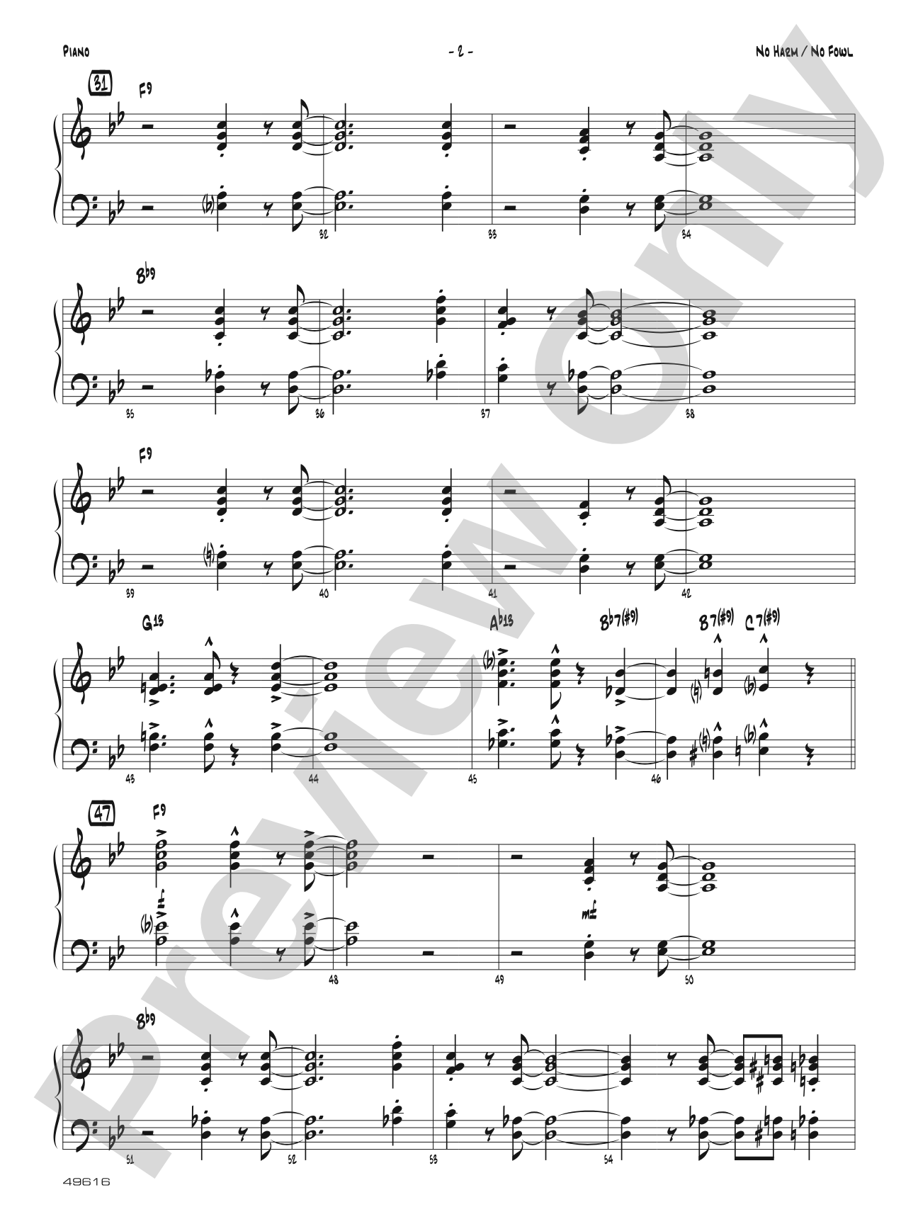 No Harm / No Fowl: Piano Accompaniment