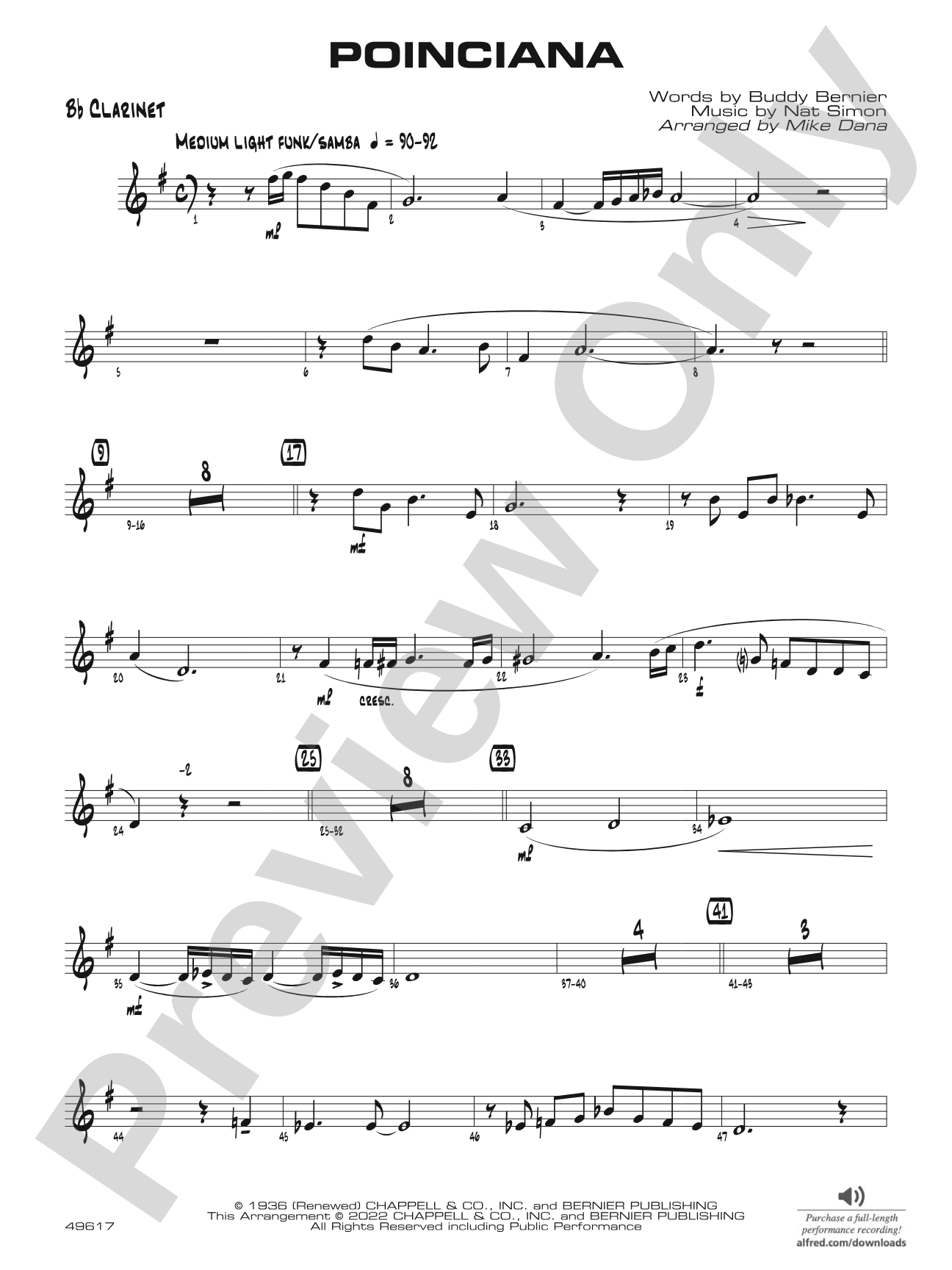 Poinciana: 1st B-flat Clarinet