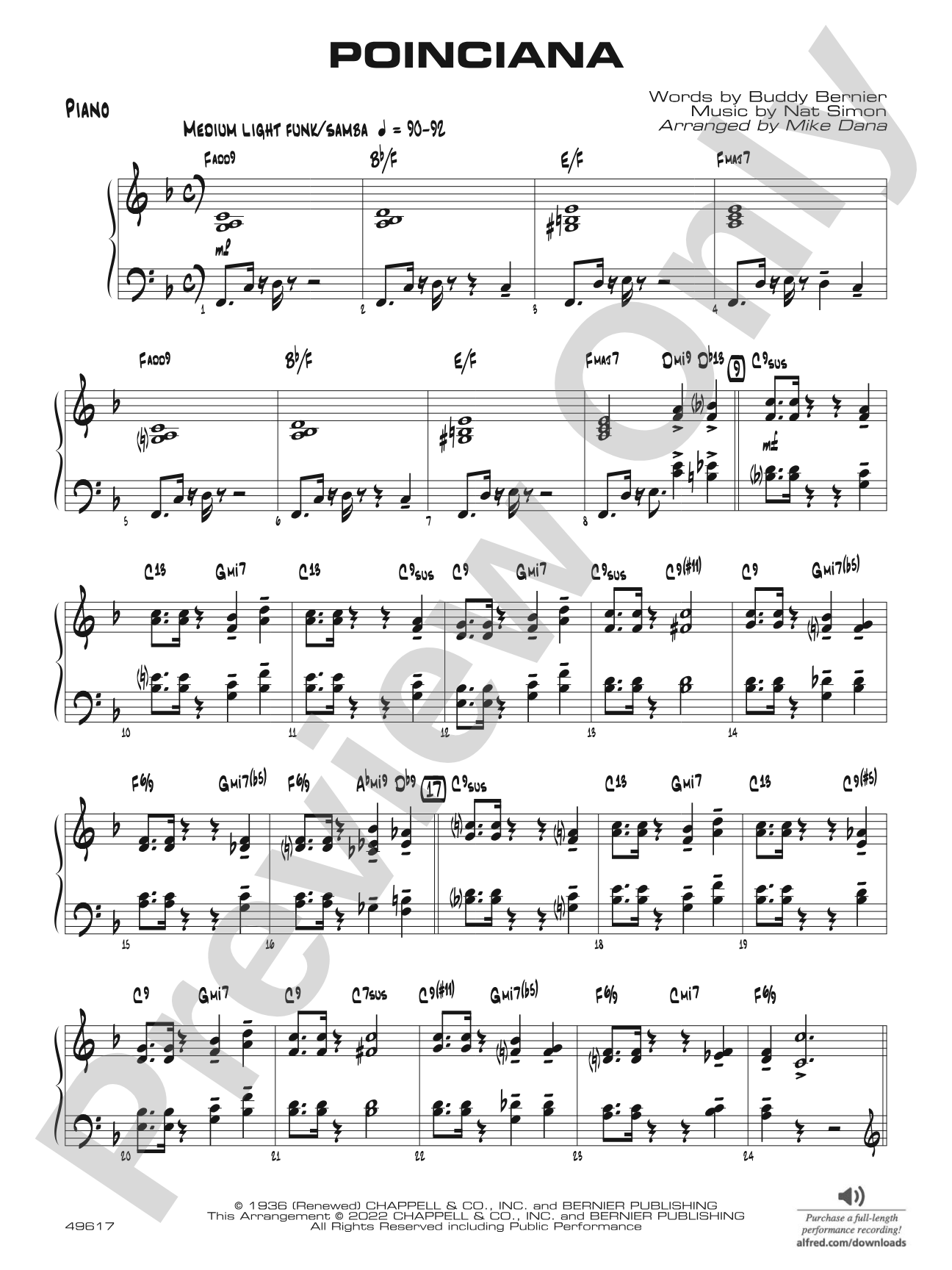 Poinciana: Piano Accompaniment