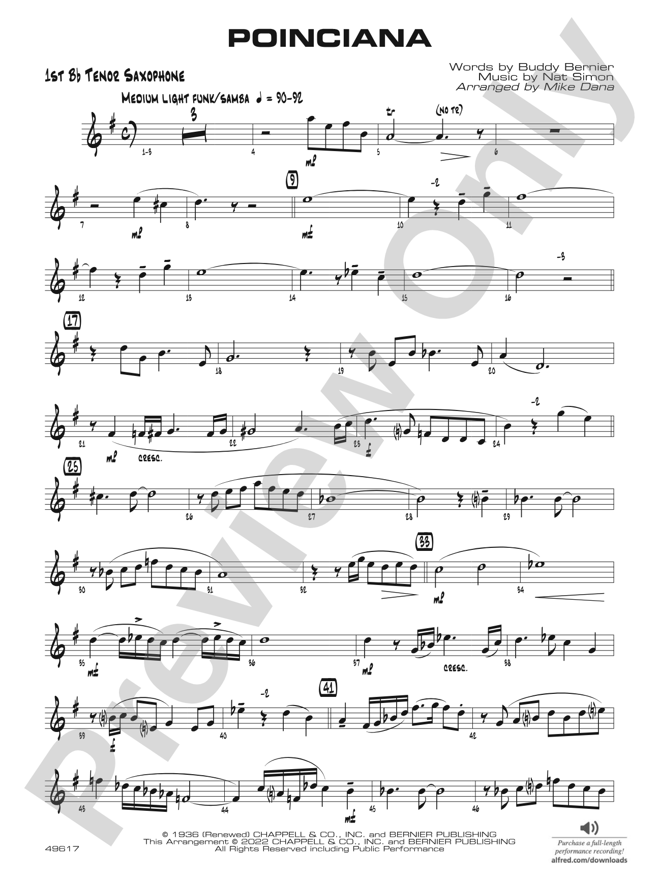 Poinciana: B-flat Tenor Saxophone
