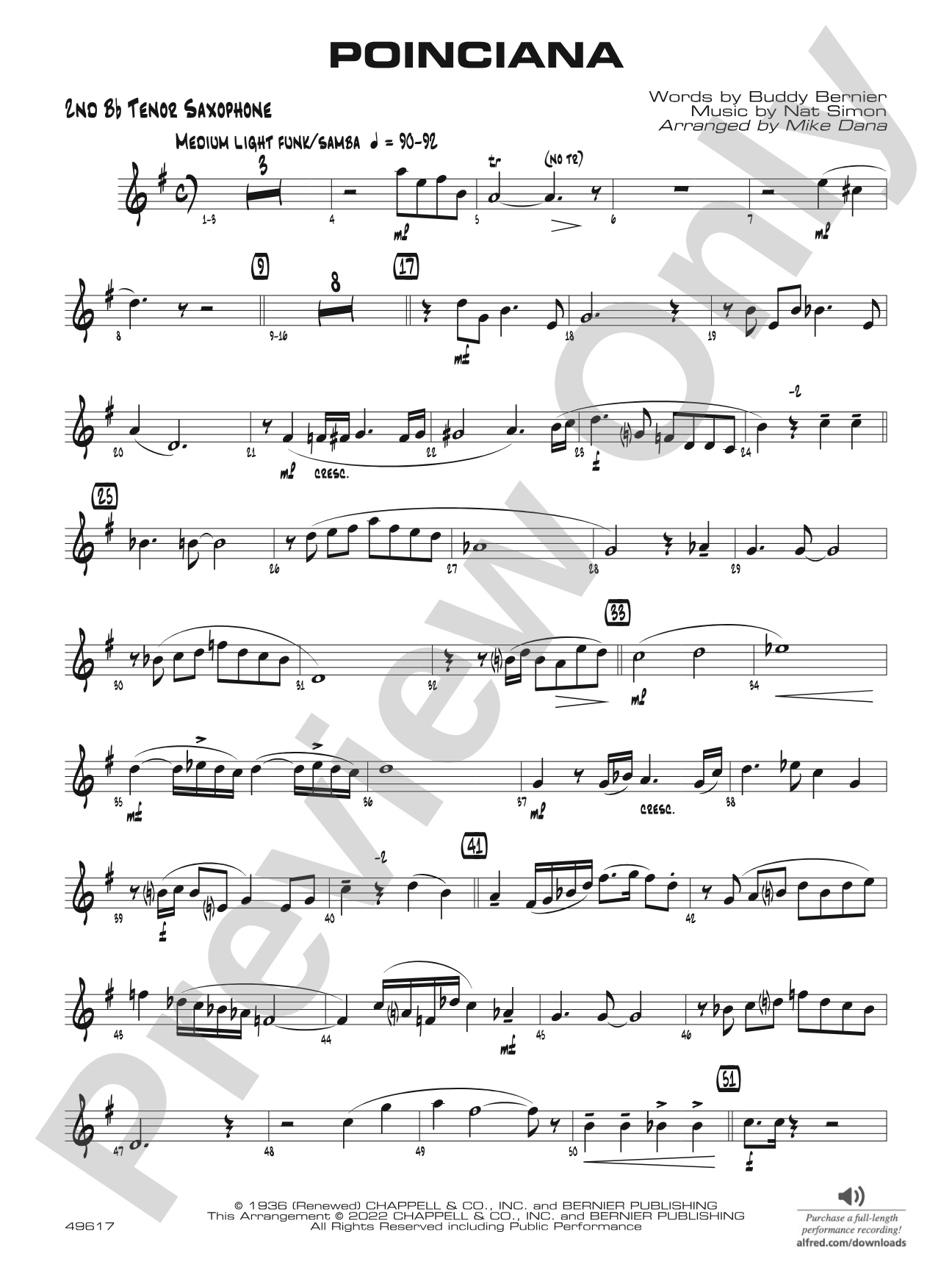 Poinciana: 2nd B-flat Tenor Saxophone