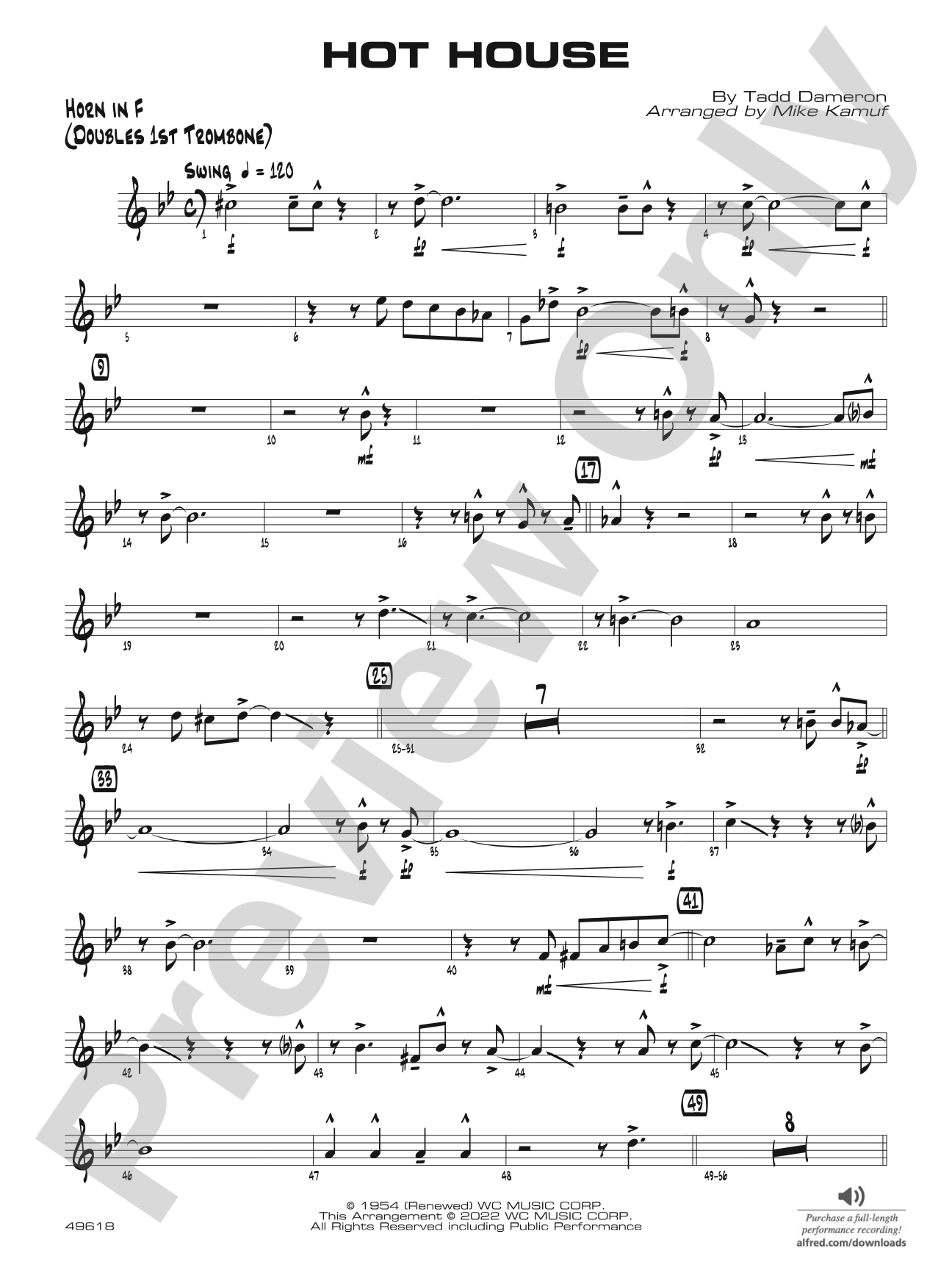Hot House: 1st F Horn