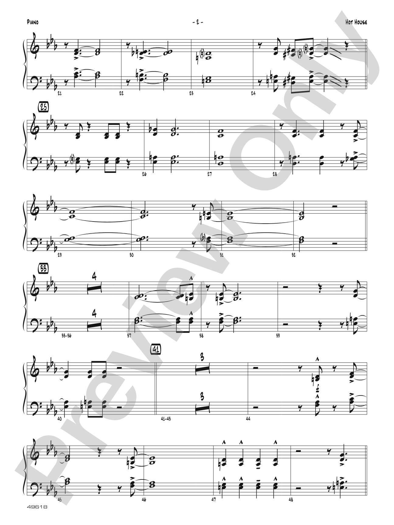 Hot House: Piano Accompaniment