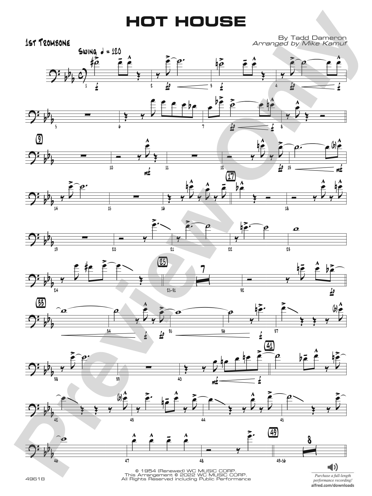 Hot House: 1st Trombone