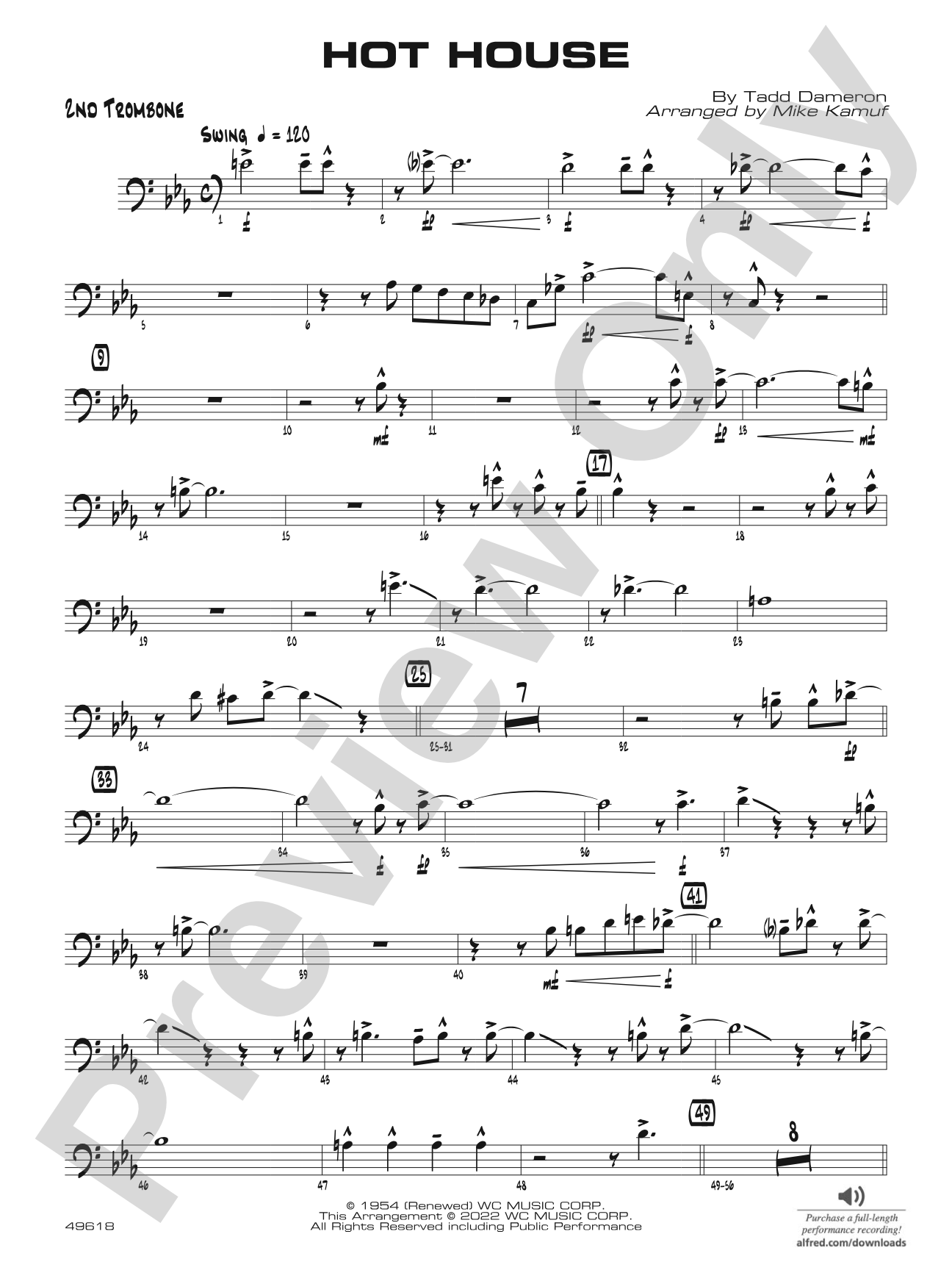Hot House: 2nd Trombone