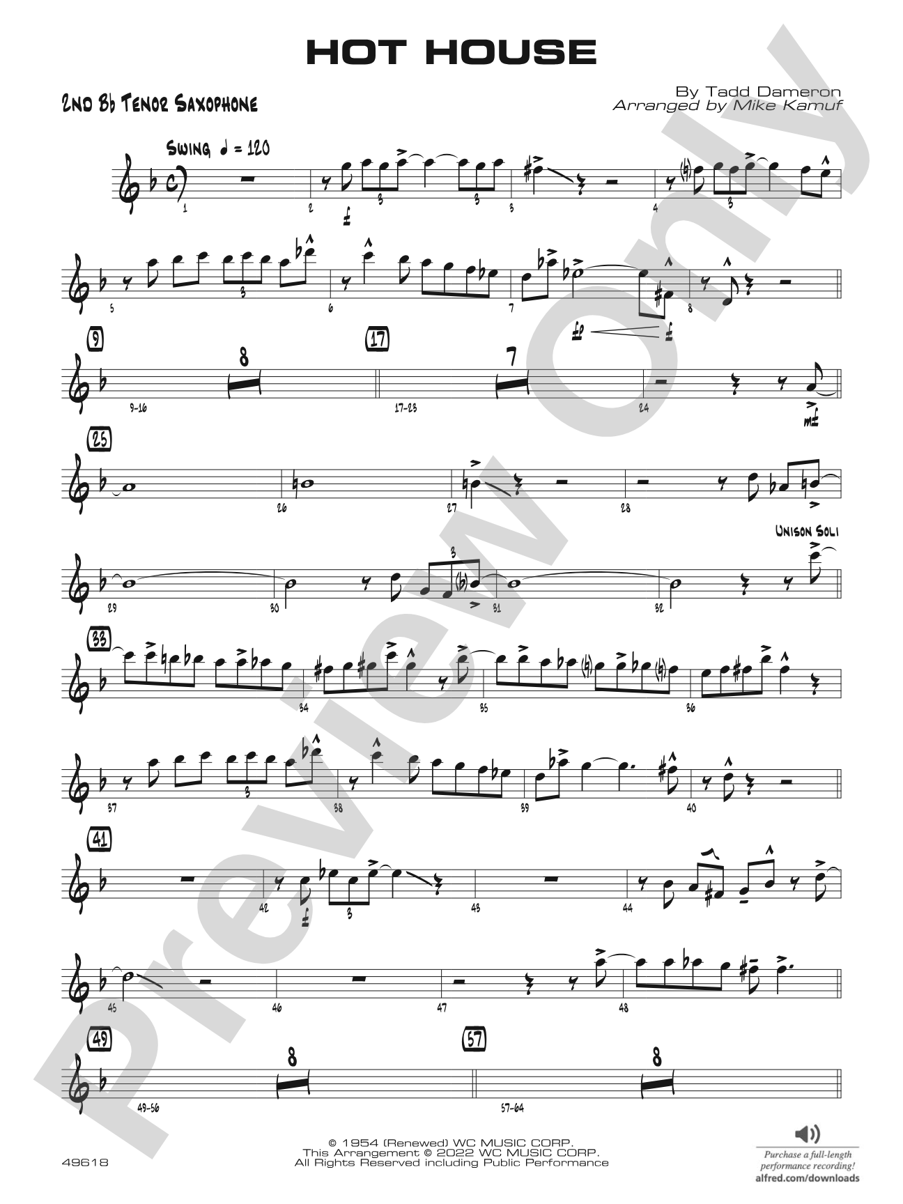 Hot House: 2nd B-flat Tenor Saxophone
