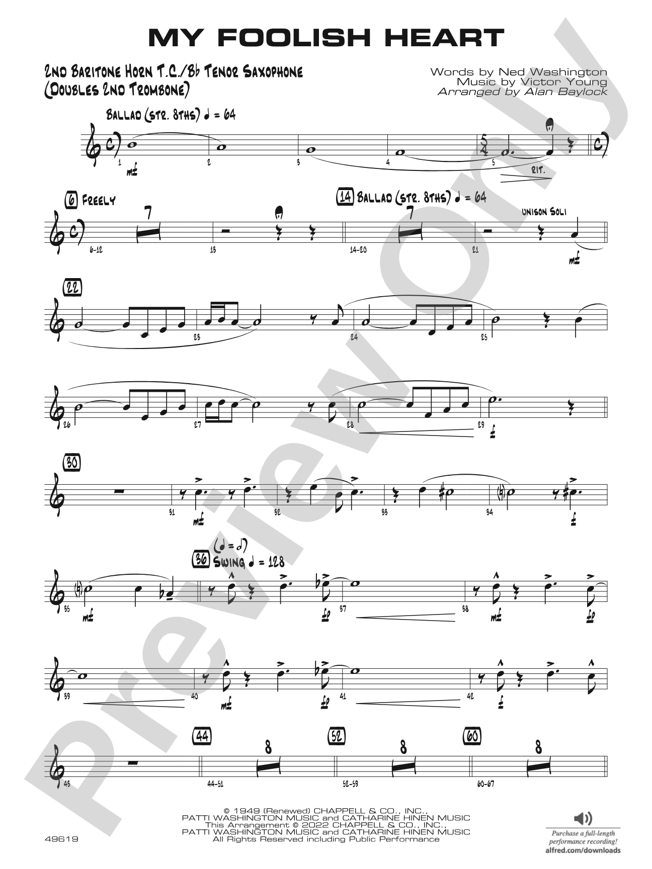 My Foolish Heart: 2nd Baritone T.C.