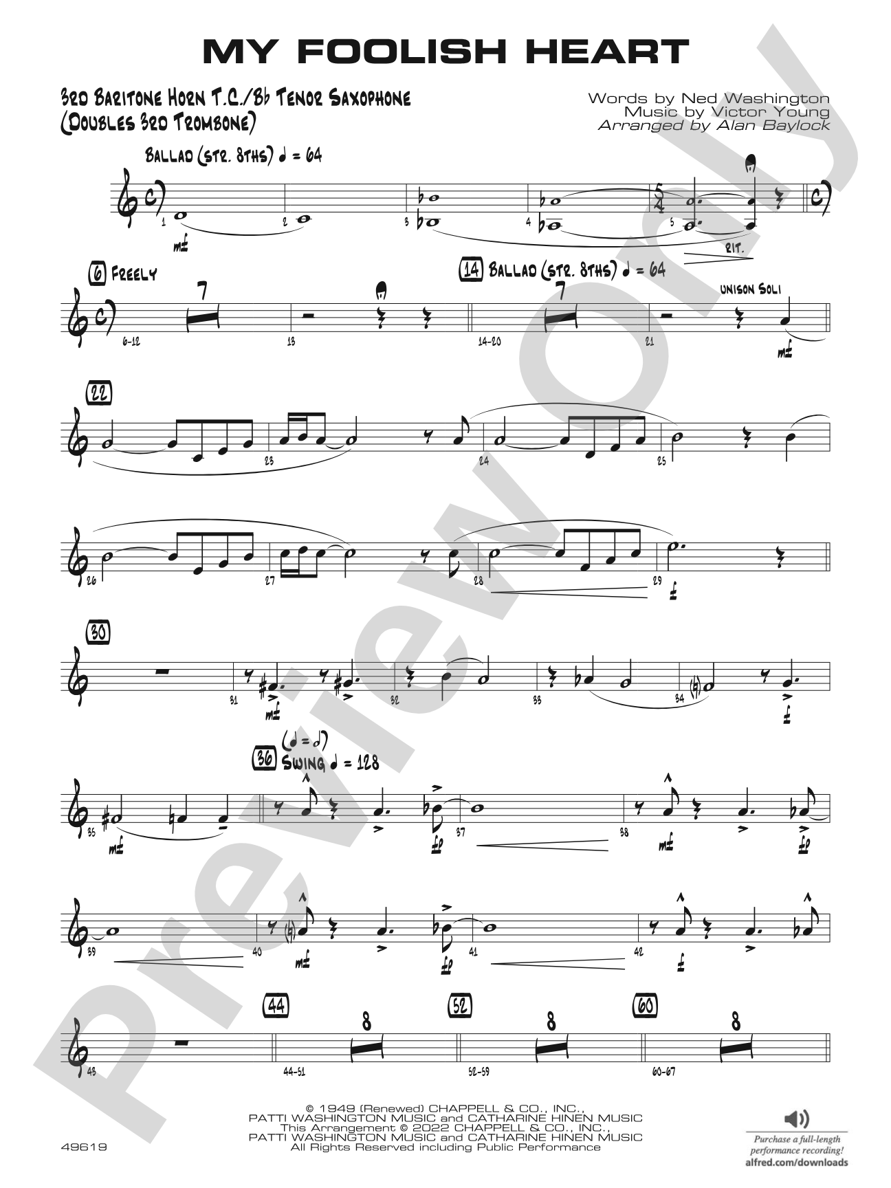 My Foolish Heart: 3rd Baritone T.C.