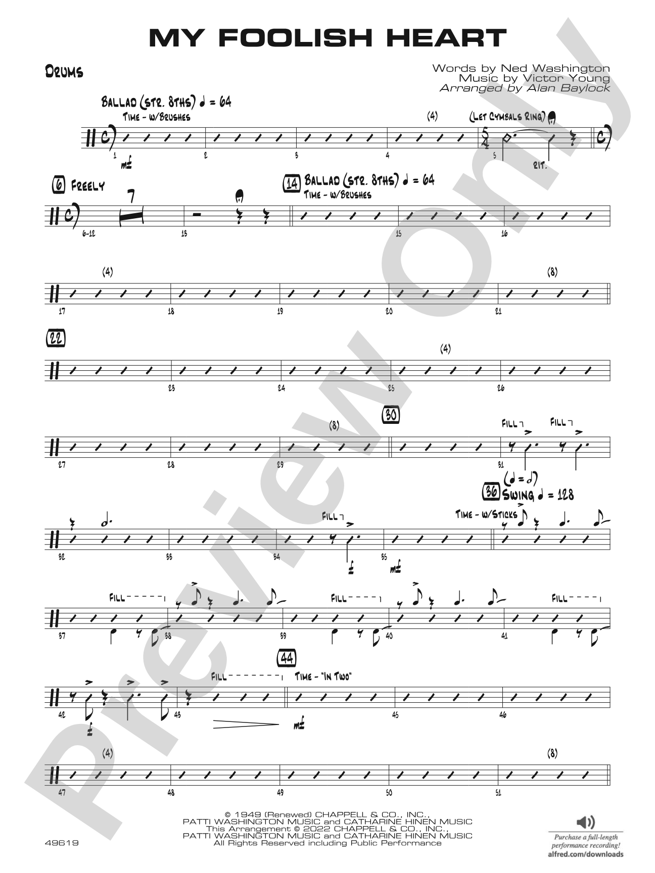 My Foolish Heart: Drums