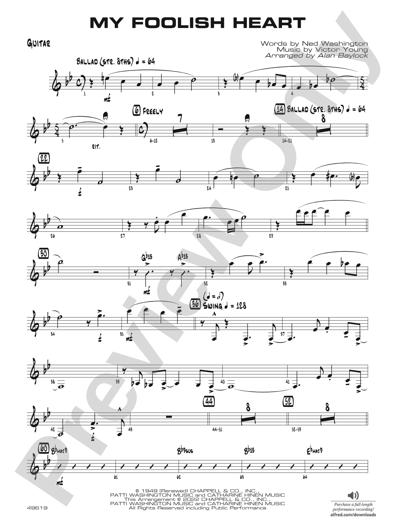 My Foolish Heart: Guitar