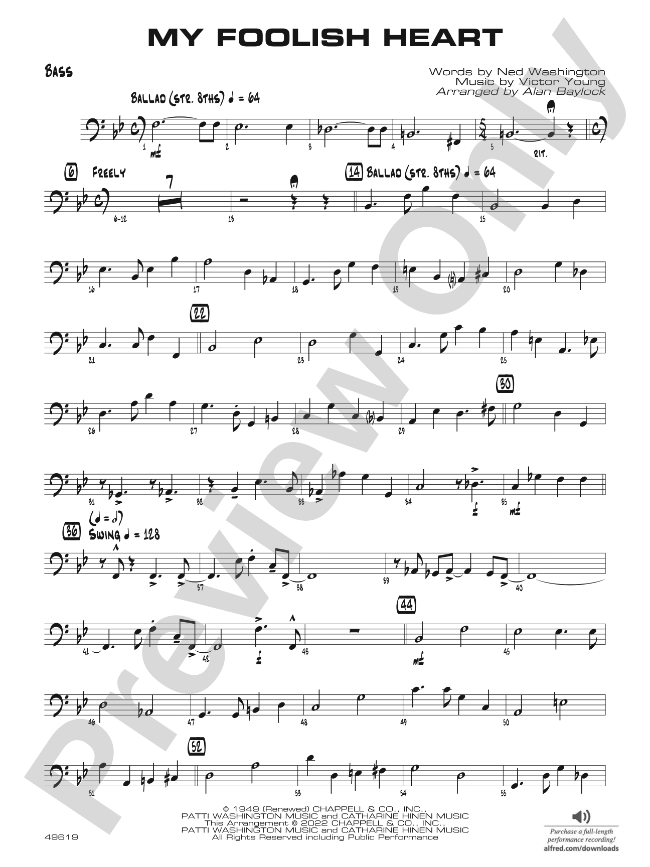 My Foolish Heart: String Bass