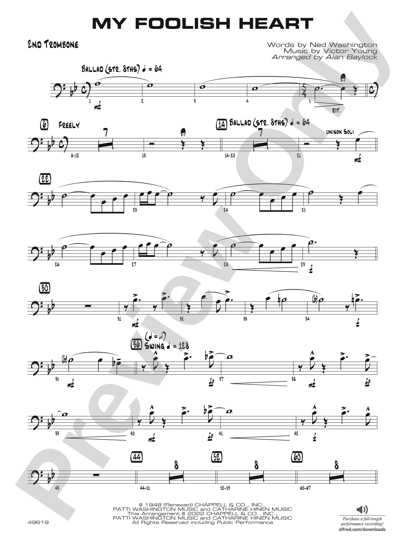 My Foolish Heart: 2nd Trombone
