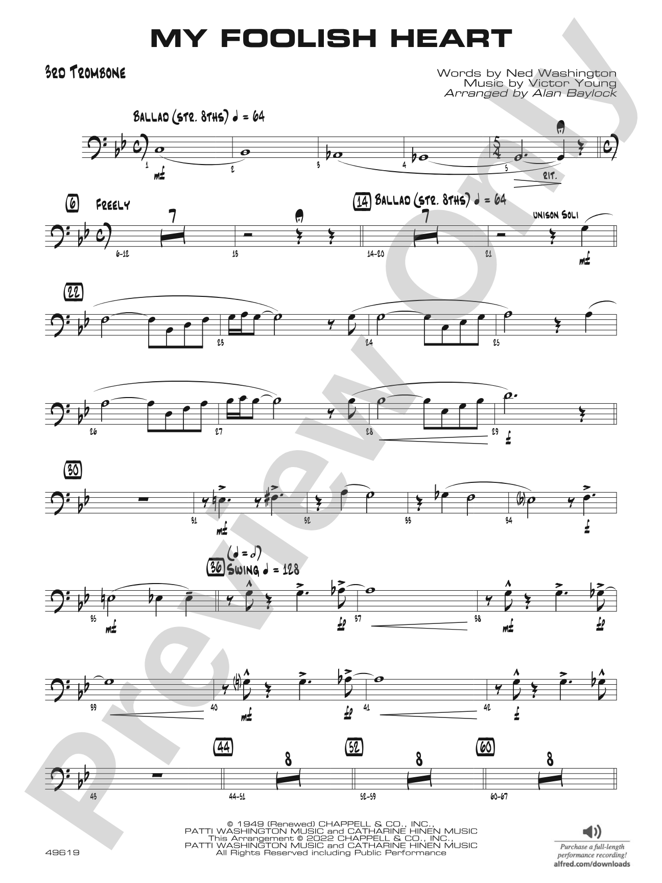 My Foolish Heart: 3rd Trombone