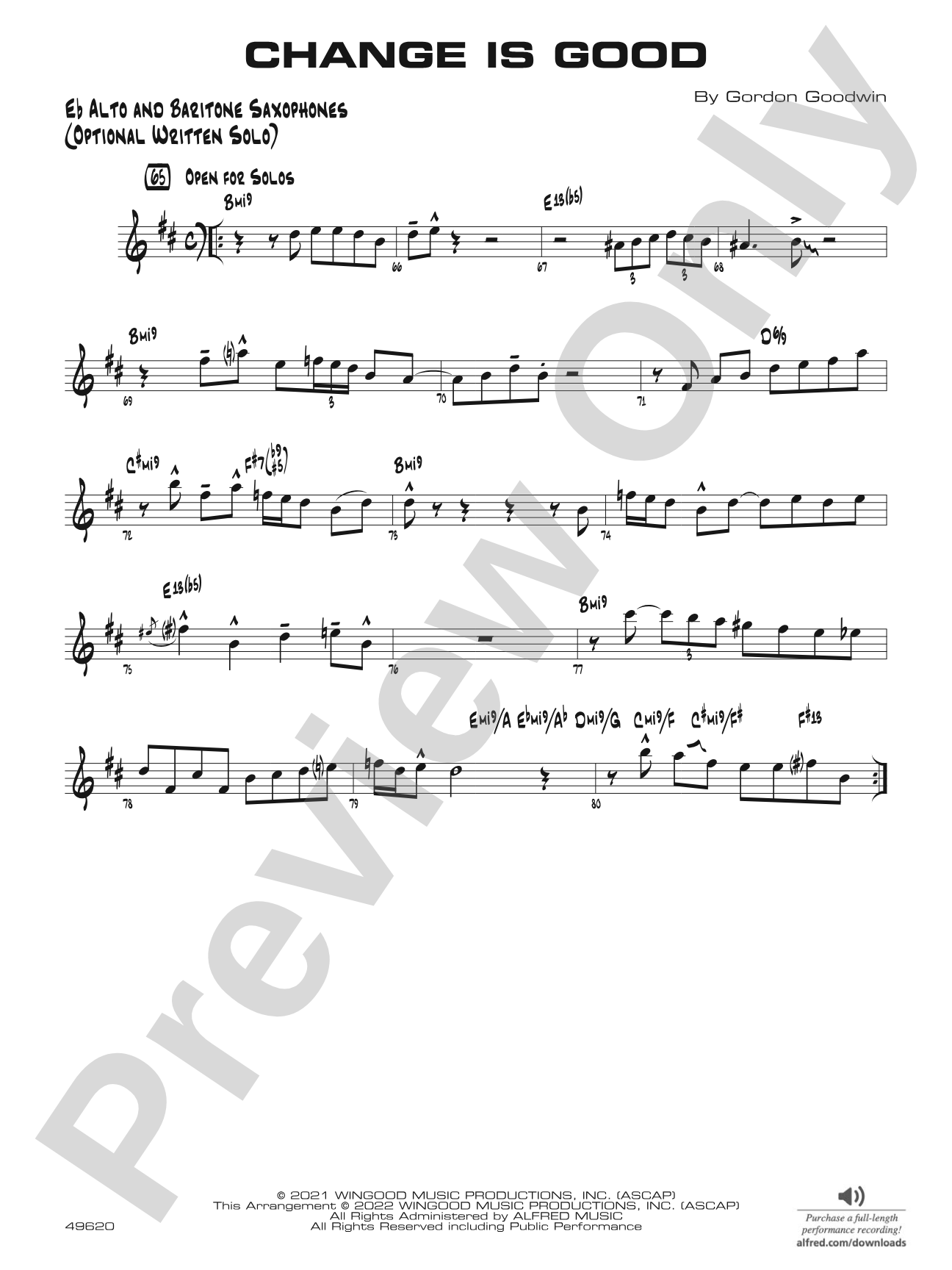 Change Is Good: Eb Alto Sax Optional Solo