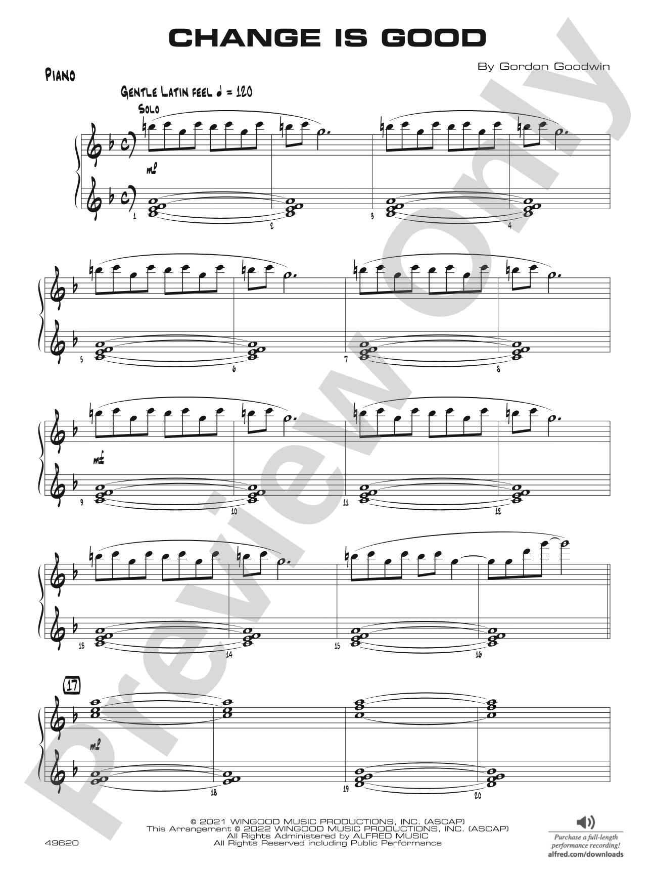 Change Is Good: Piano Accompaniment