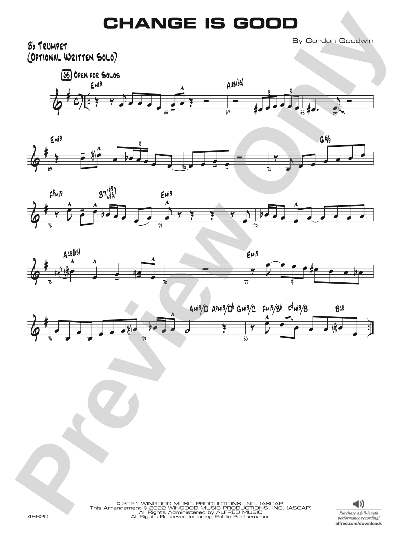 Change Is Good: Bb Trumpet Optional Solo