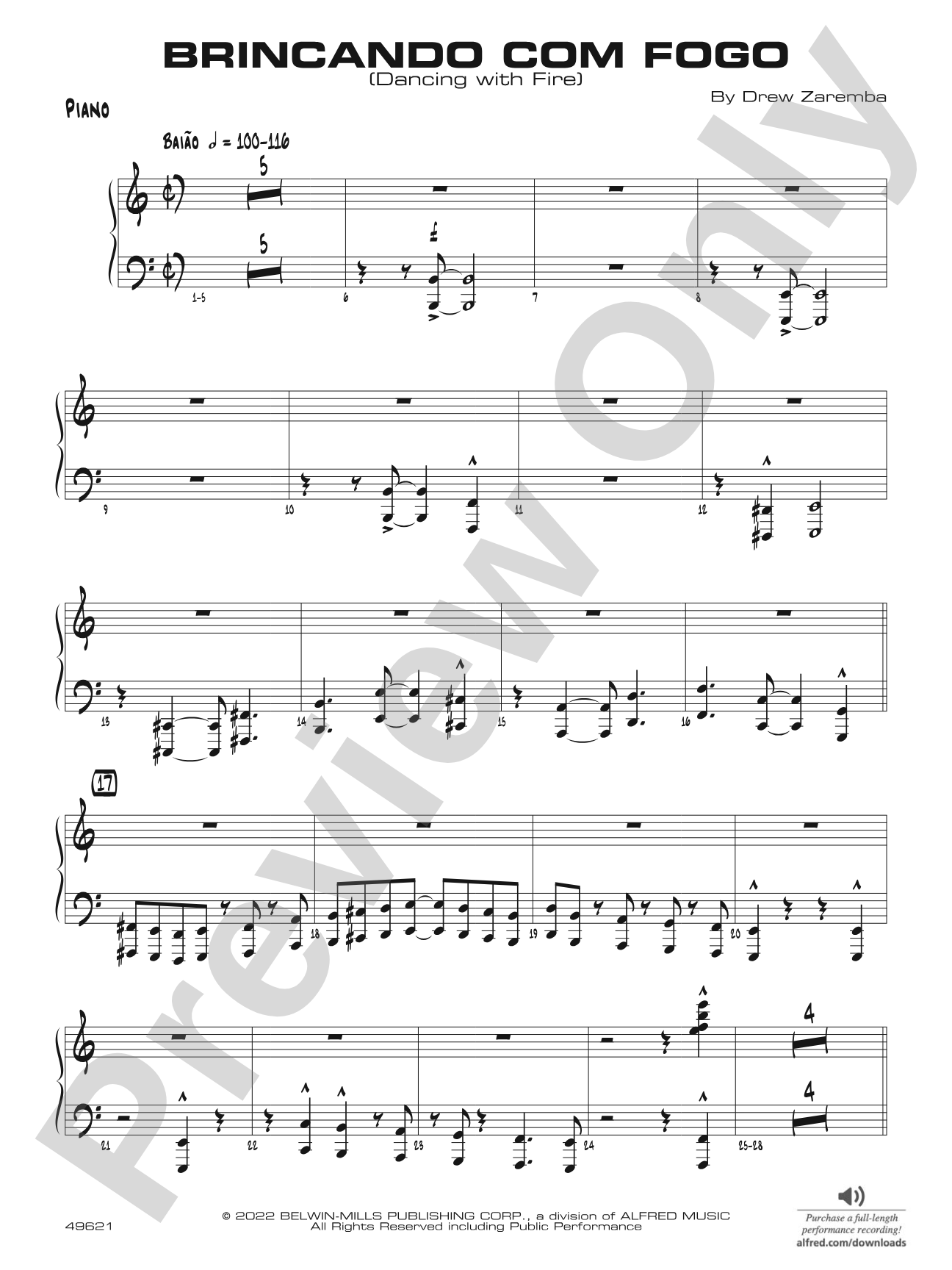 Brincando com Fogo: Piano Accompaniment