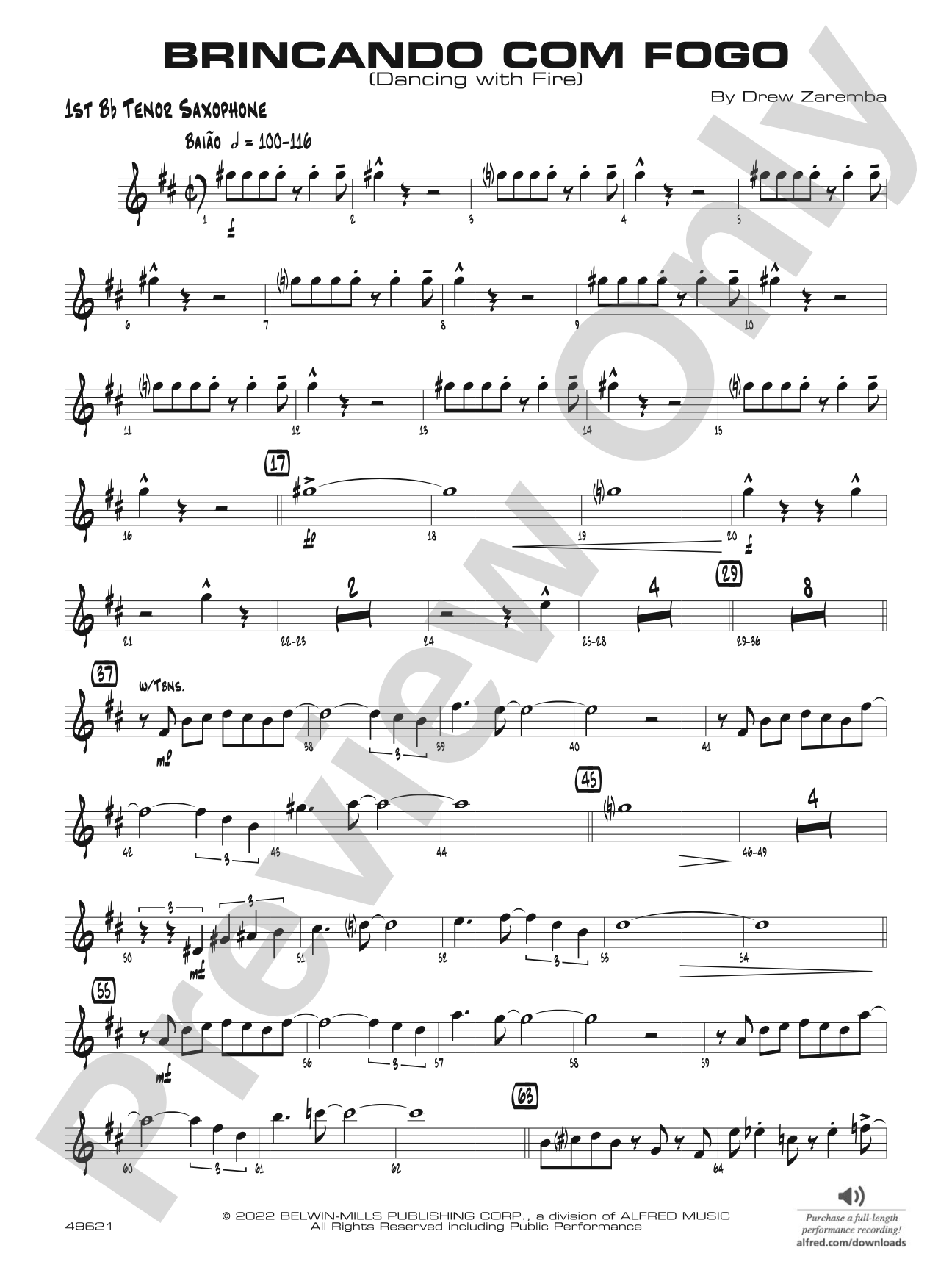 Brincando com Fogo: B-flat Tenor Saxophone