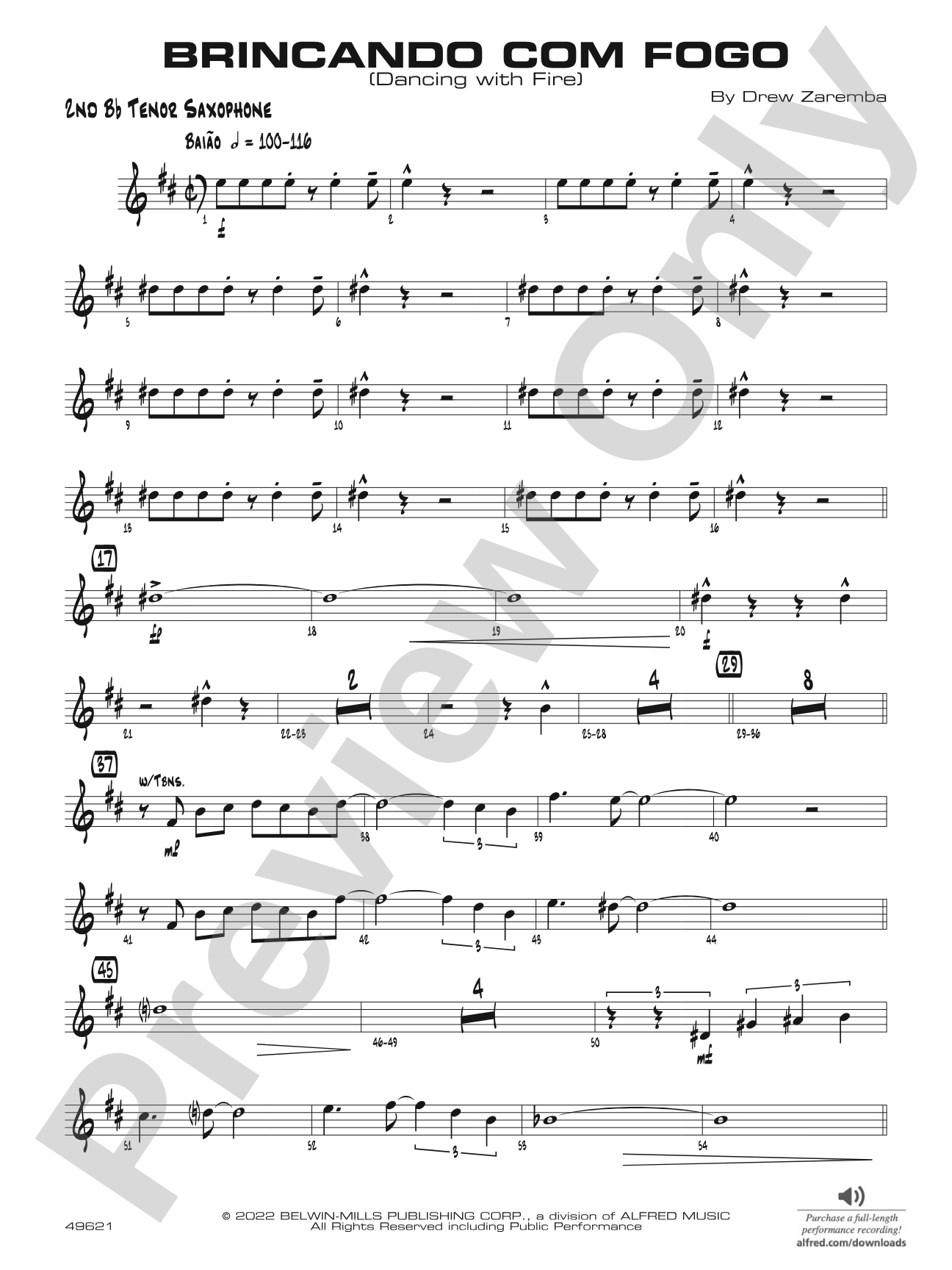Brincando com Fogo: 2nd B-flat Tenor Saxophone