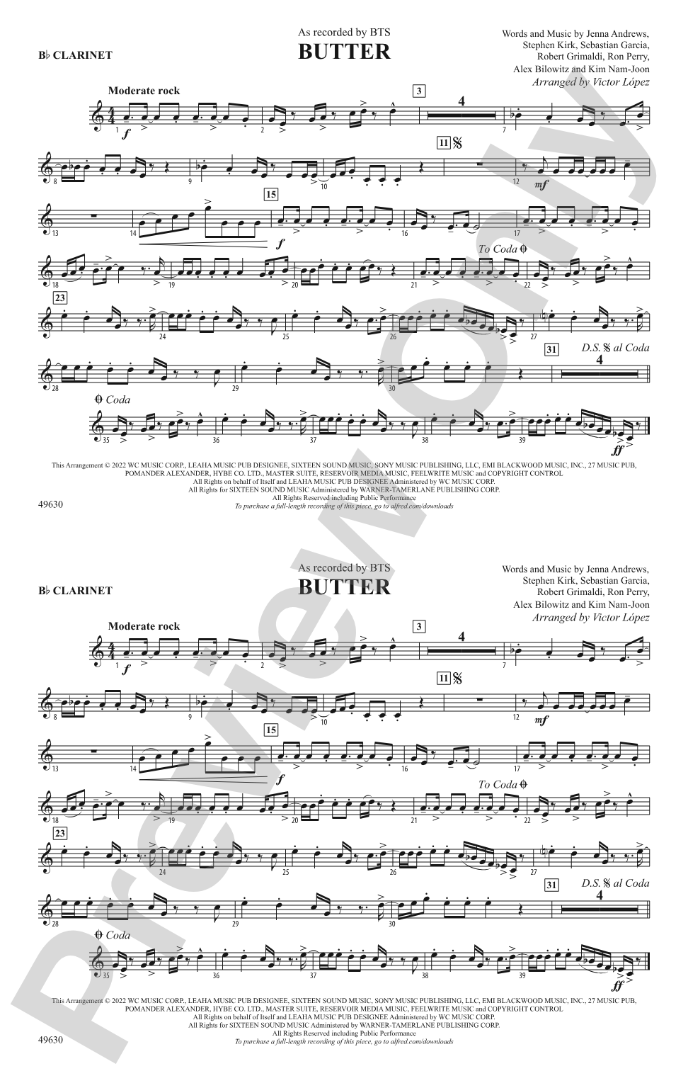 Butter: 1st B-flat Clarinet