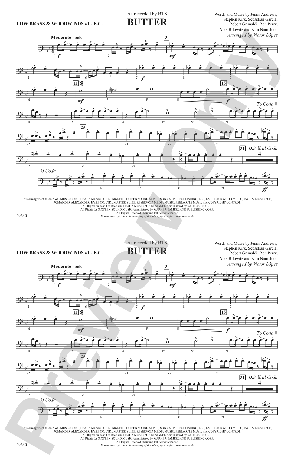 Butter: Low Brass & Woodwinds #1 - Bass Clef