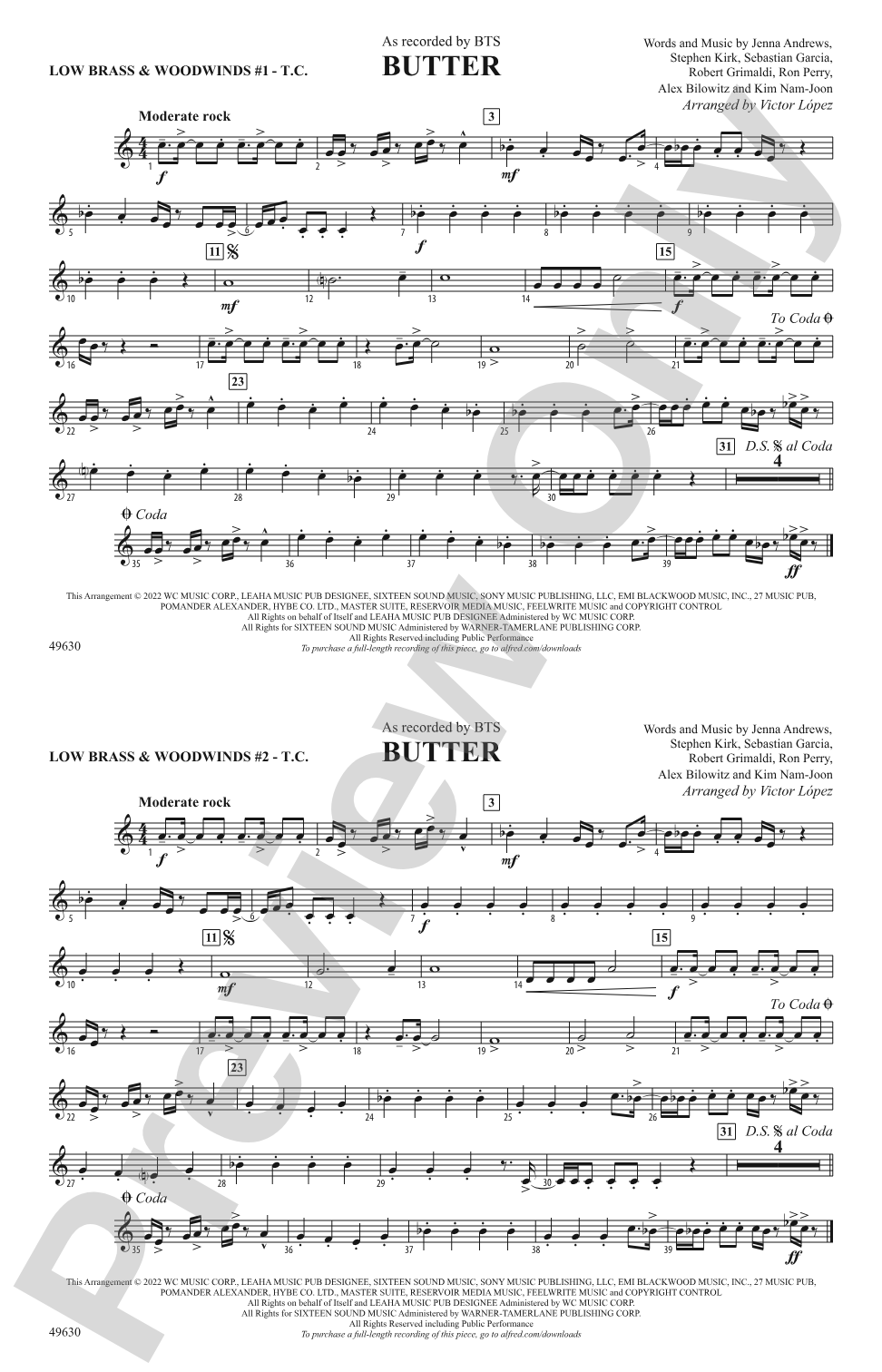 Butter: Low Brass & Woodwinds #1 - Treble Clef