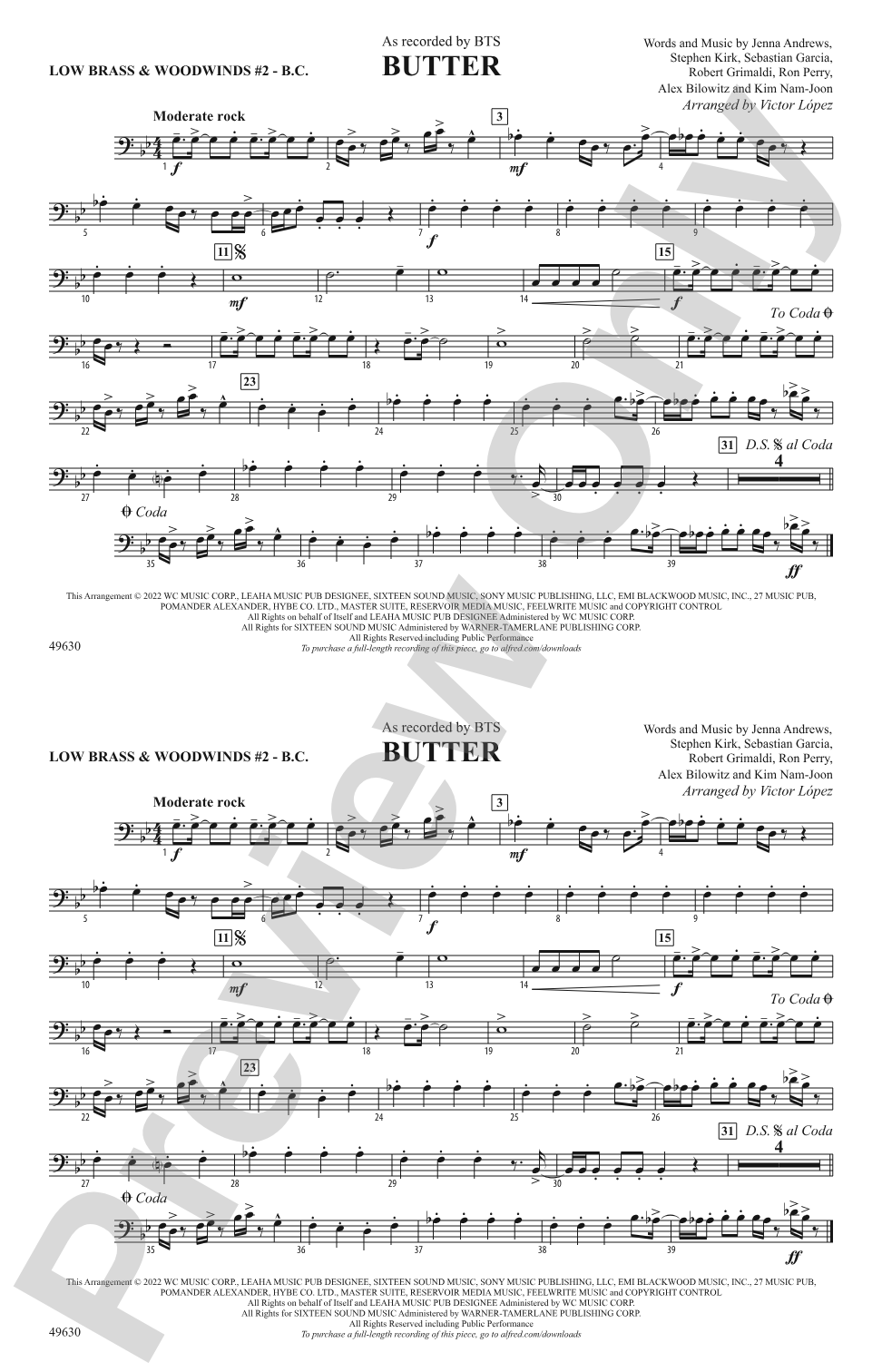 Butter: Low Brass & Woodwinds #2 - Bass Clef