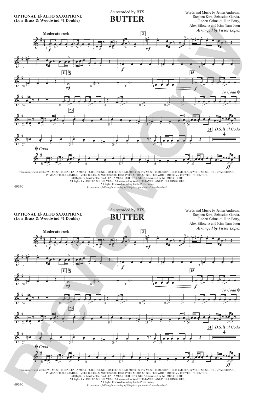 Butter: Optional Alto Sax