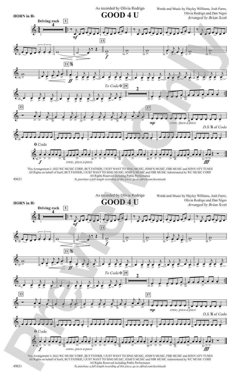 Good 4 U: Horn in B flat