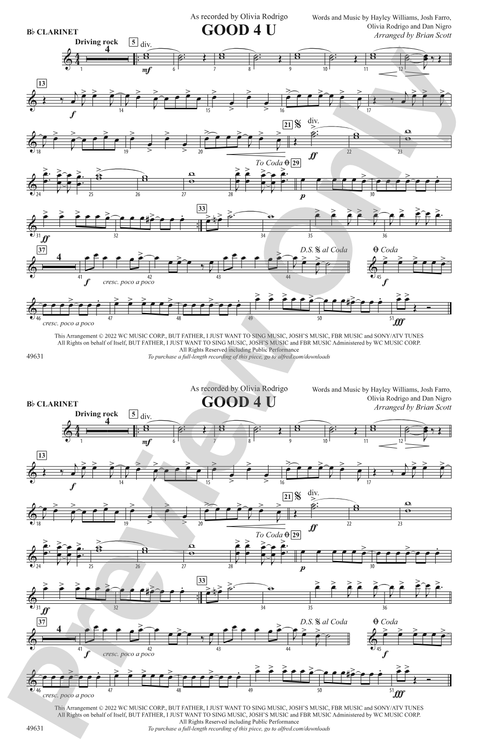 Good 4 U: 1st B-flat Clarinet