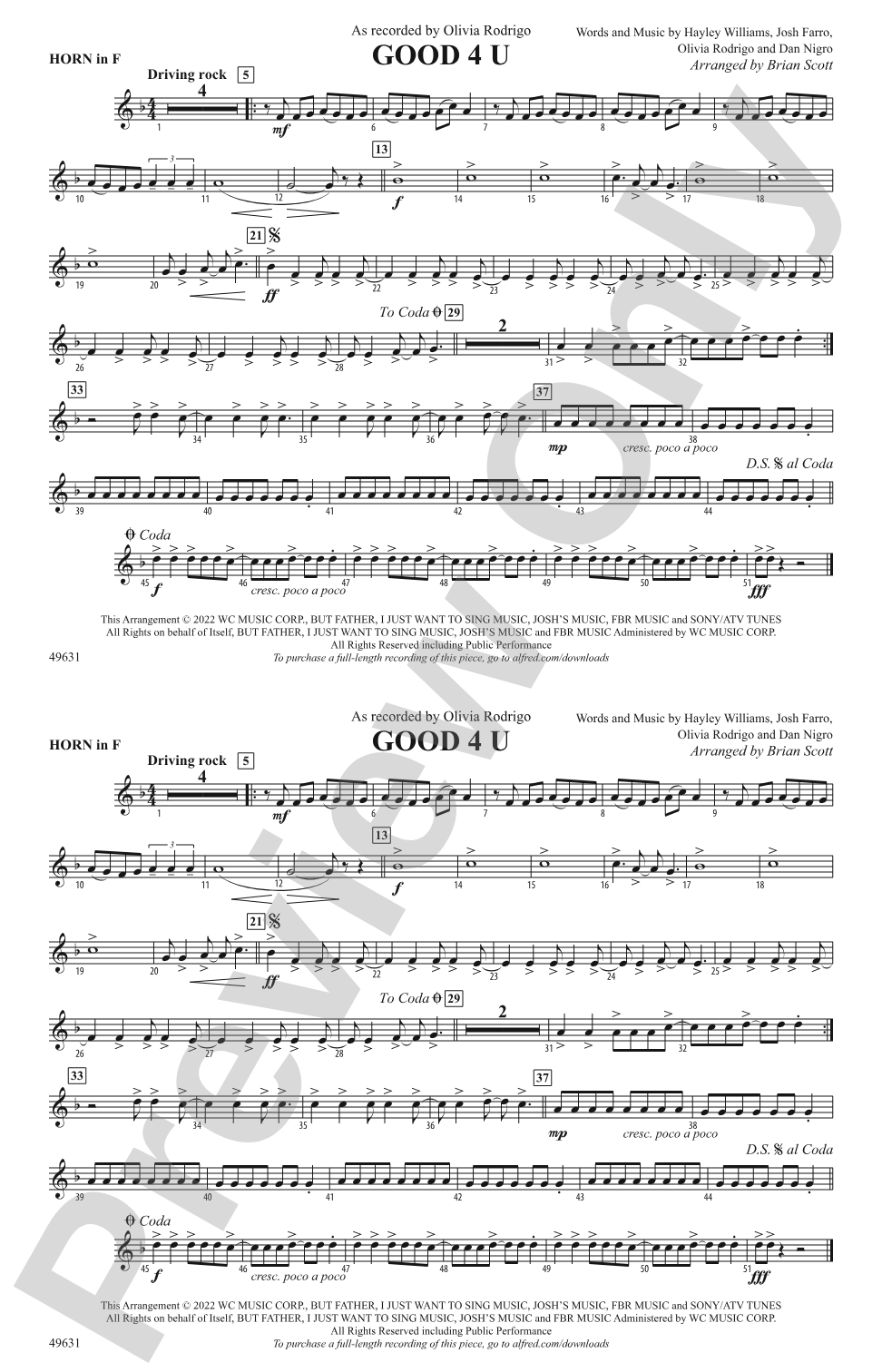Good 4 U: 1st F Horn