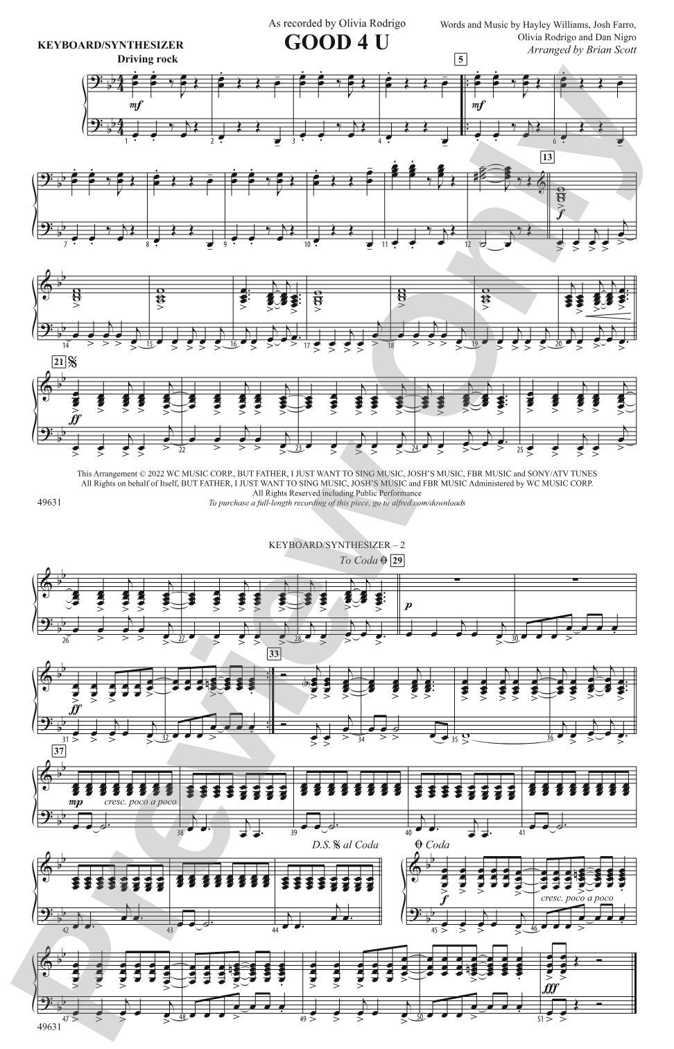 Good 4 U: Piano Accompaniment