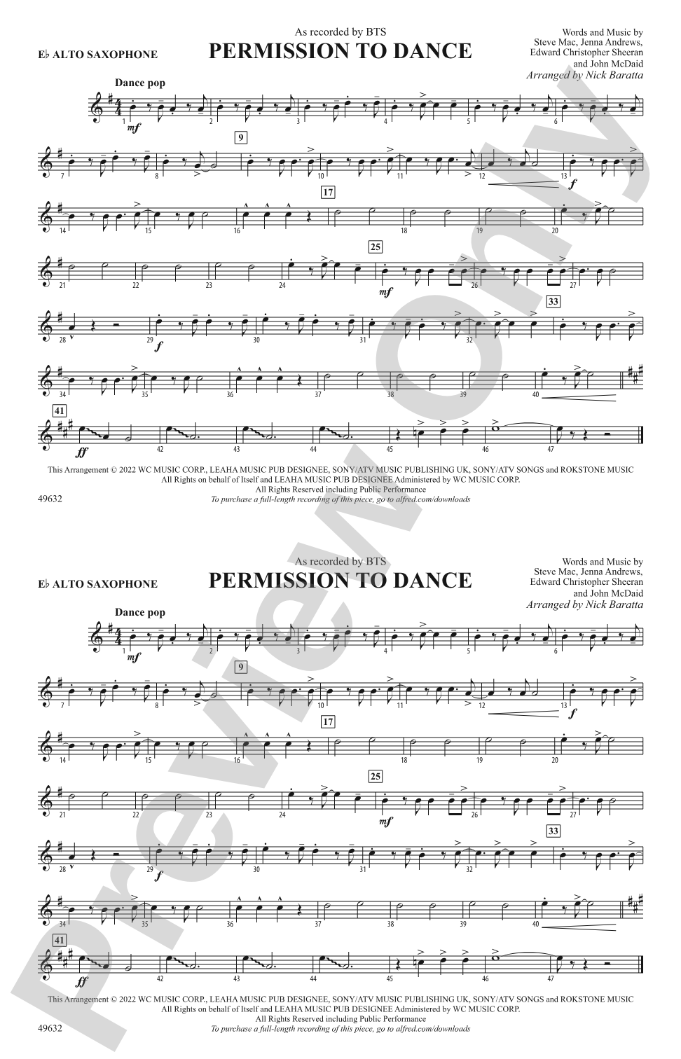 Permission to Dance: E-flat Alto Saxophone
