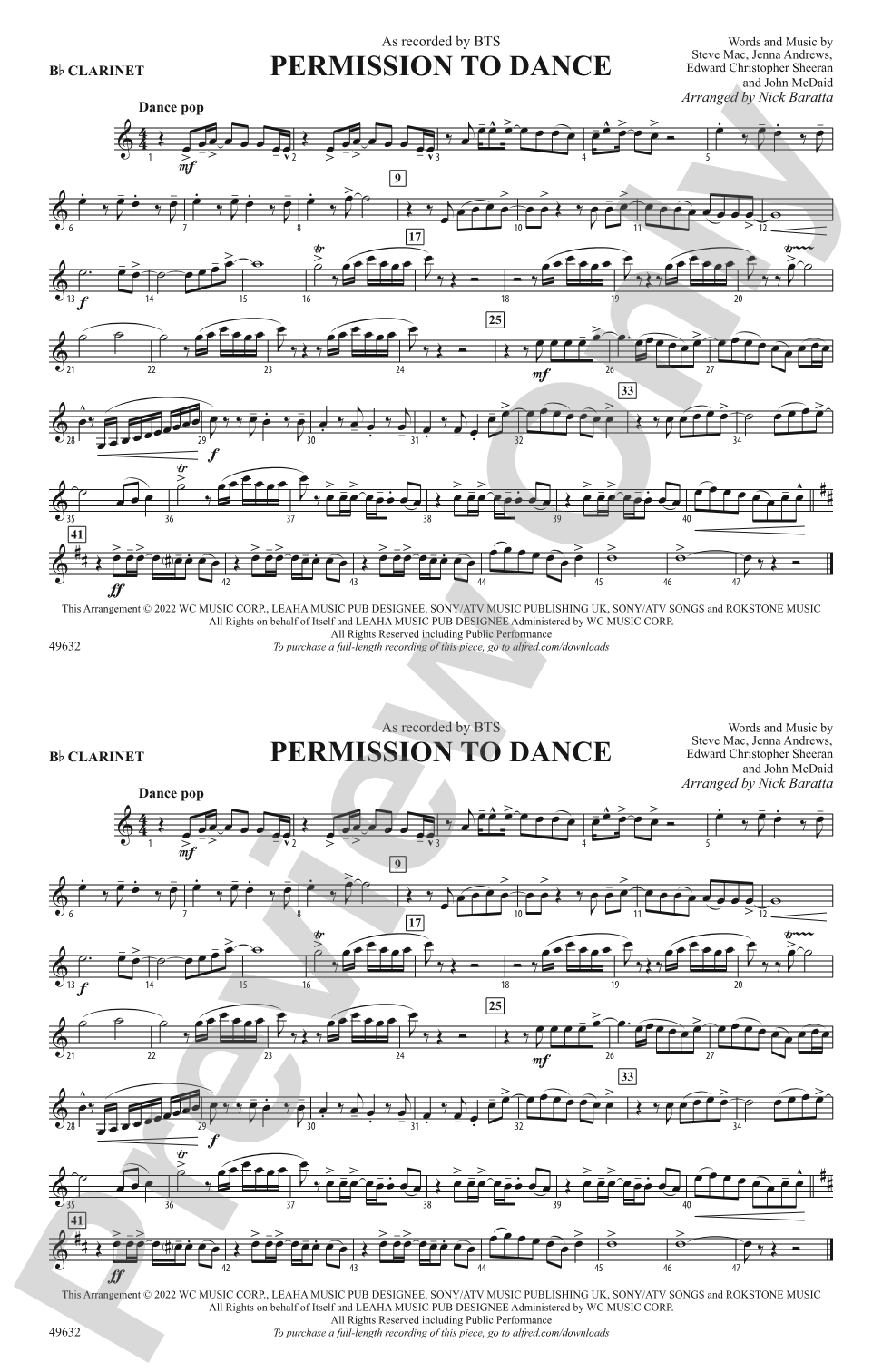 Permission to Dance: 1st B-flat Clarinet