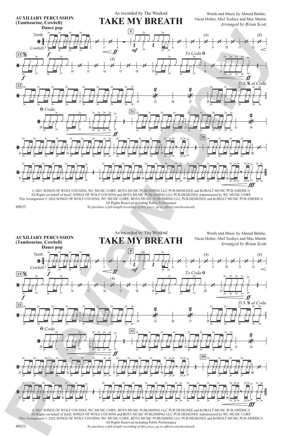Take My Breath: Auxiliary Percussion