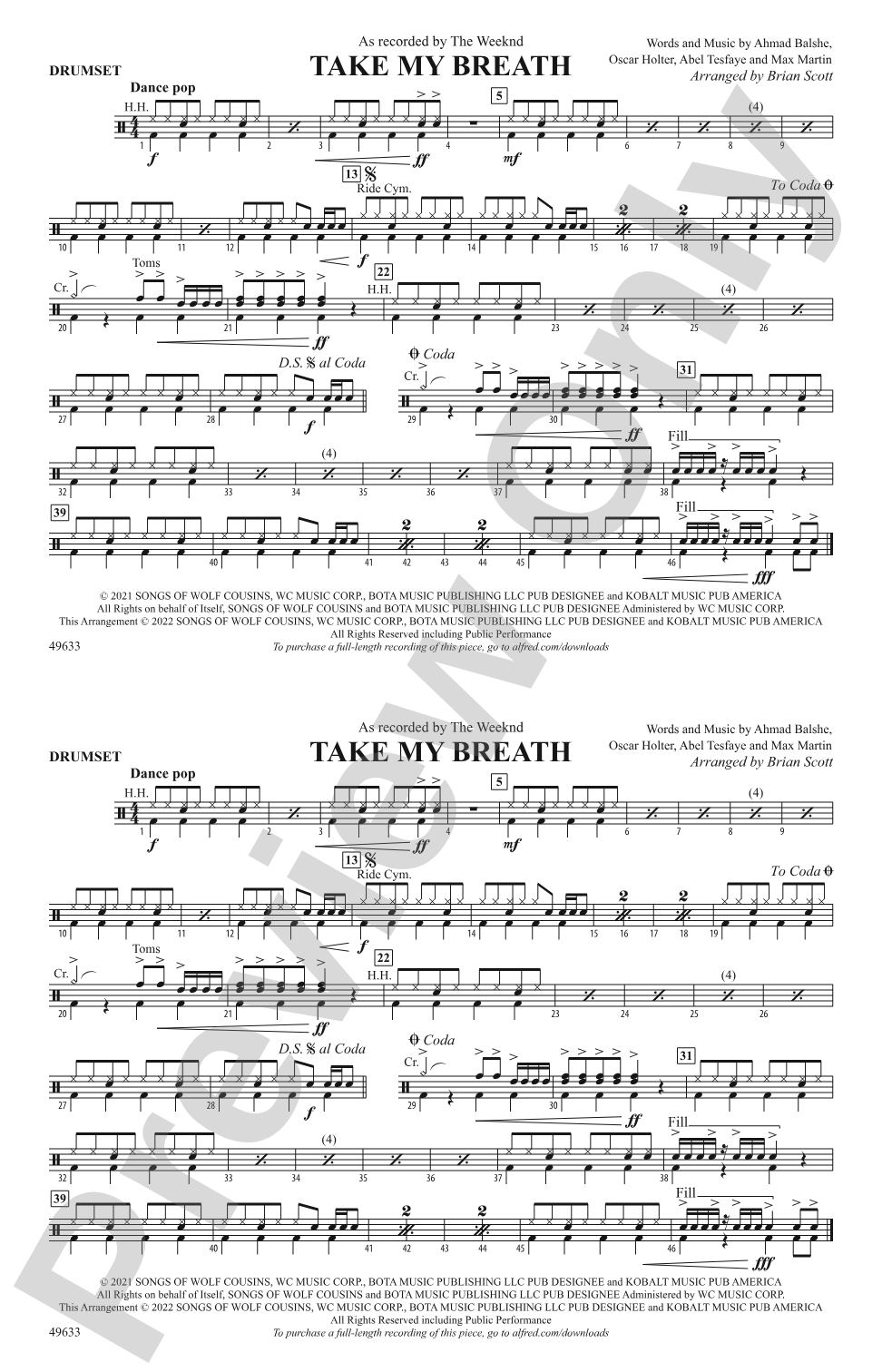 Take My Breath: Drums
