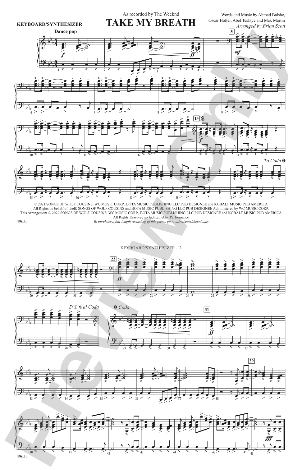 Take My Breath: Piano Accompaniment