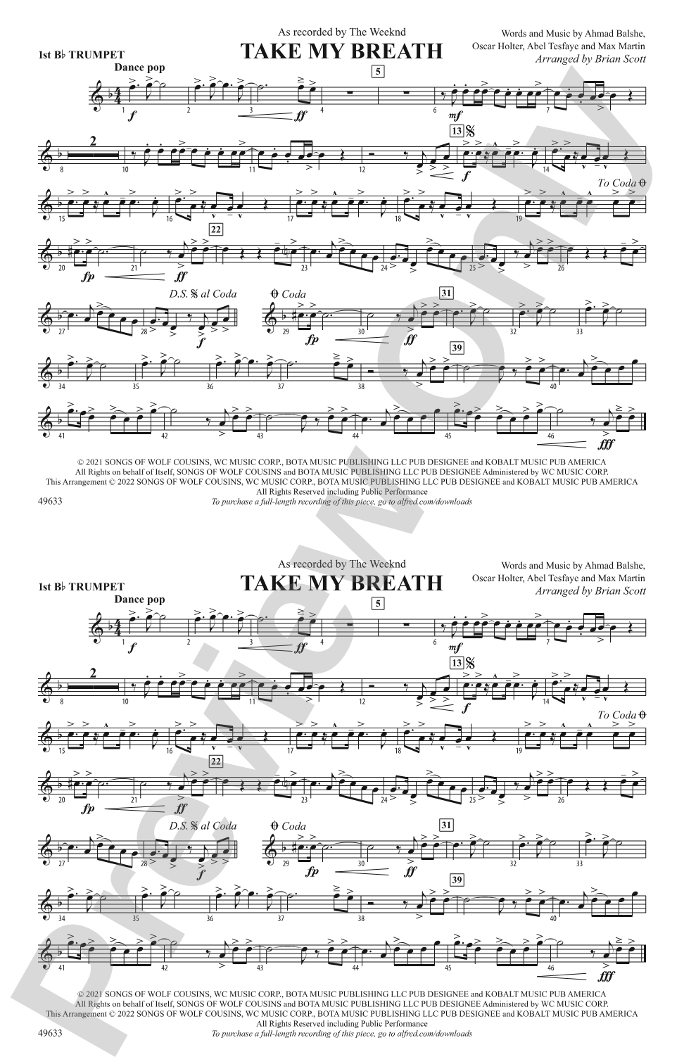 Take My Breath: 1st B-flat Trumpet