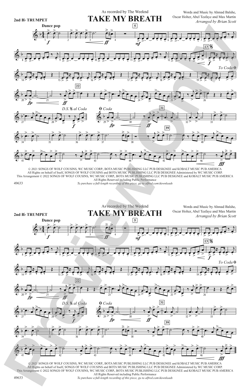 Take My Breath: 2nd B-flat Trumpet