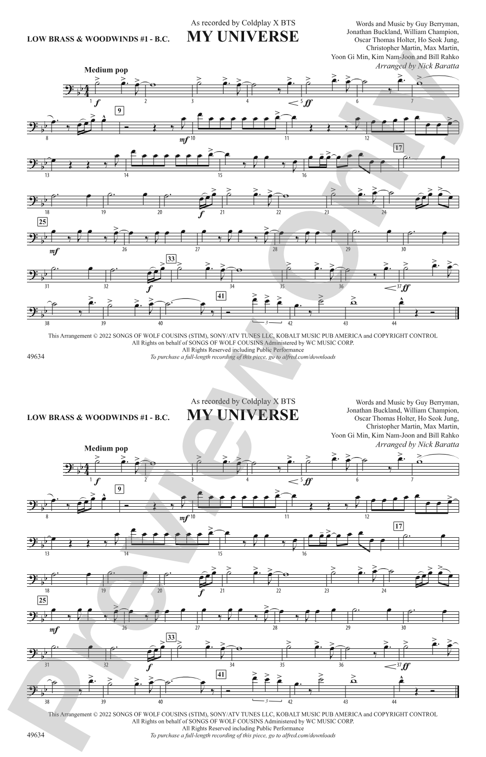 My Universe: Low Brass & Woodwinds #1 - Bass Clef